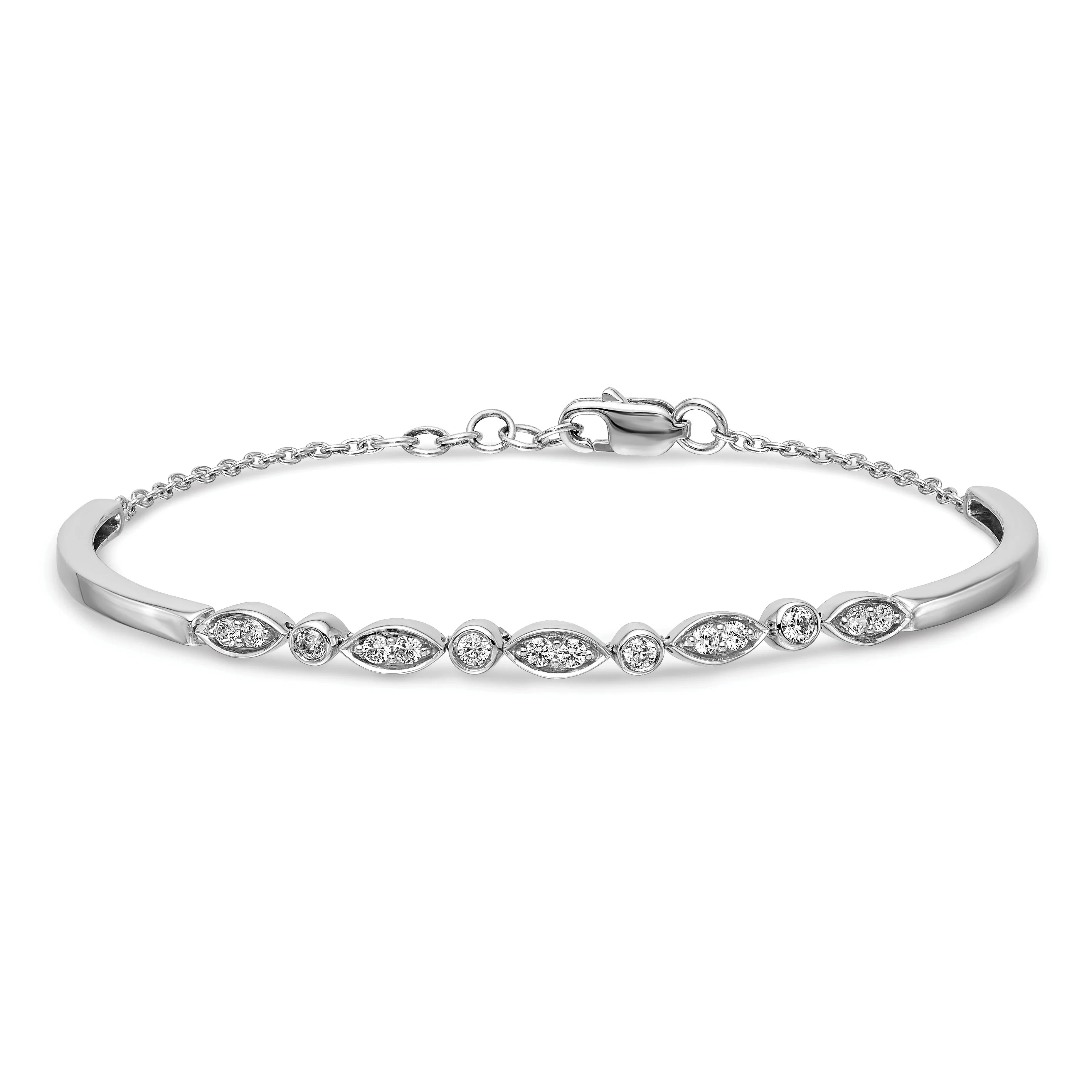 14k White Gold Lab Grown Diamond Bangle Bracelet - Fine Diamond