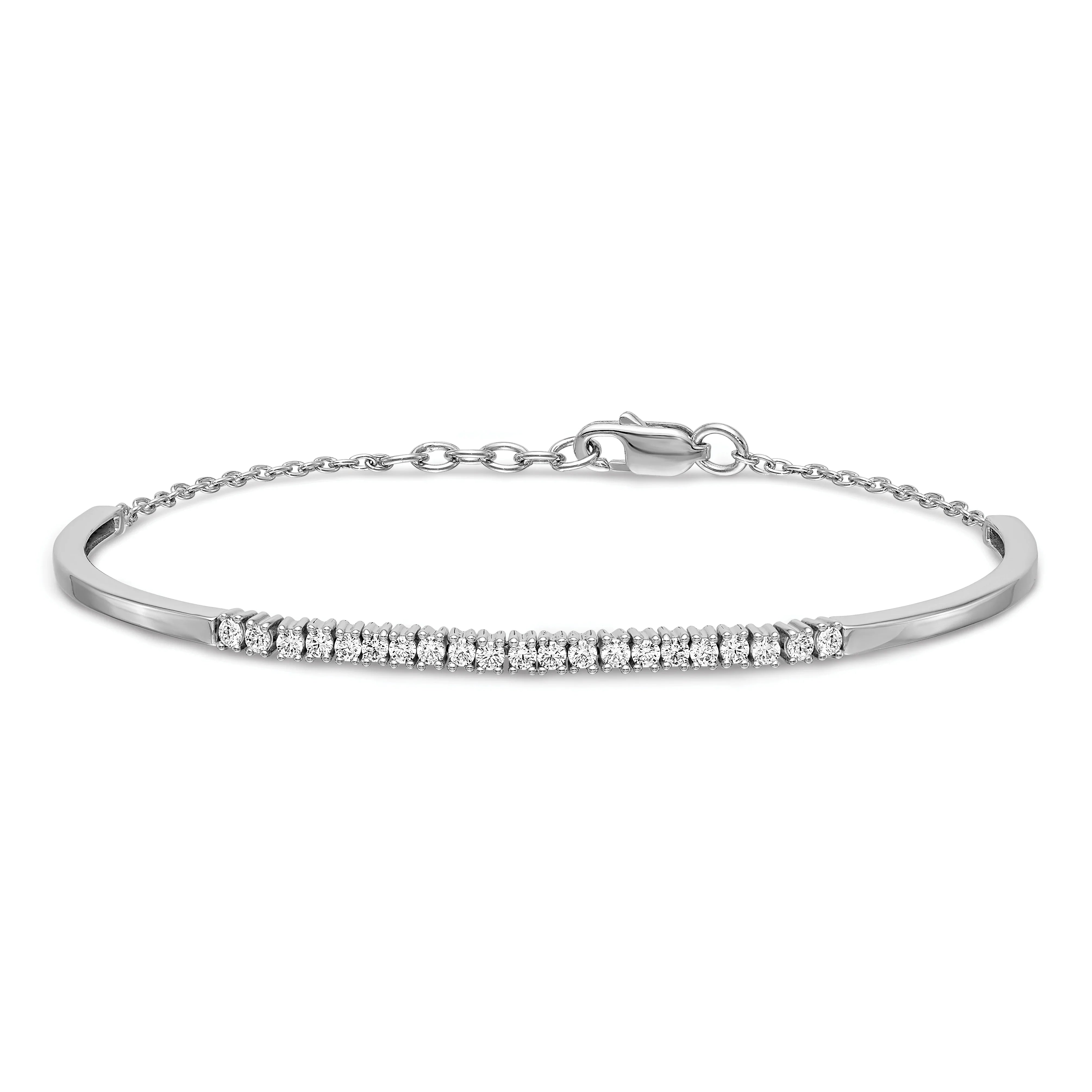 14k White Gold Lab Grown Diamond Bangle Bracelet - Fine Diamond