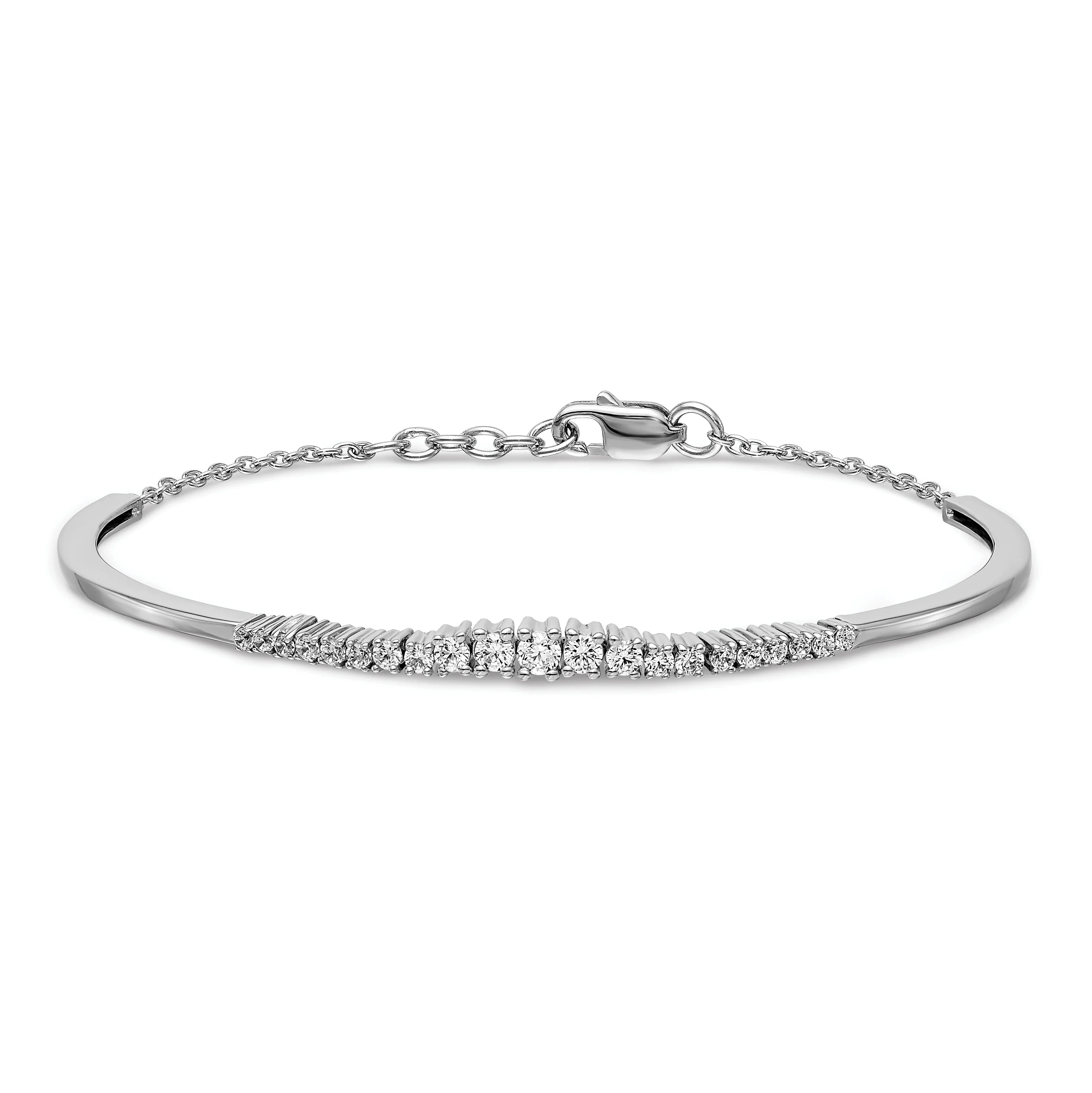 14k Gold Lab Grown Diamond Graduated Bangle Bracelet - Fine Diamond