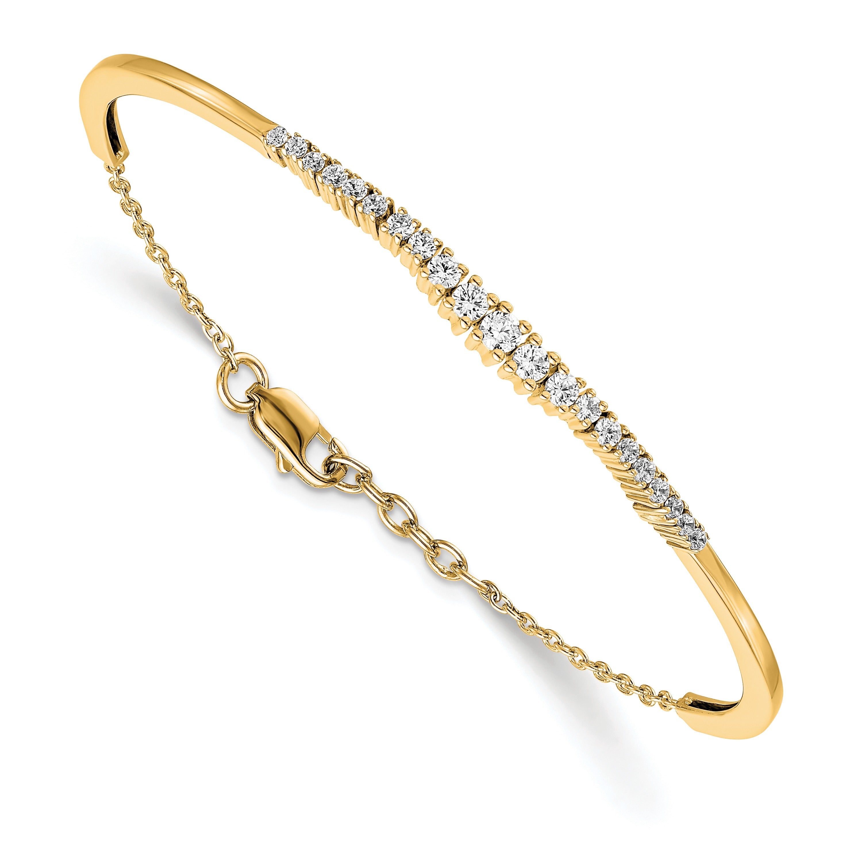 14k Gold Lab Grown Diamond Graduated Bangle Bracelet