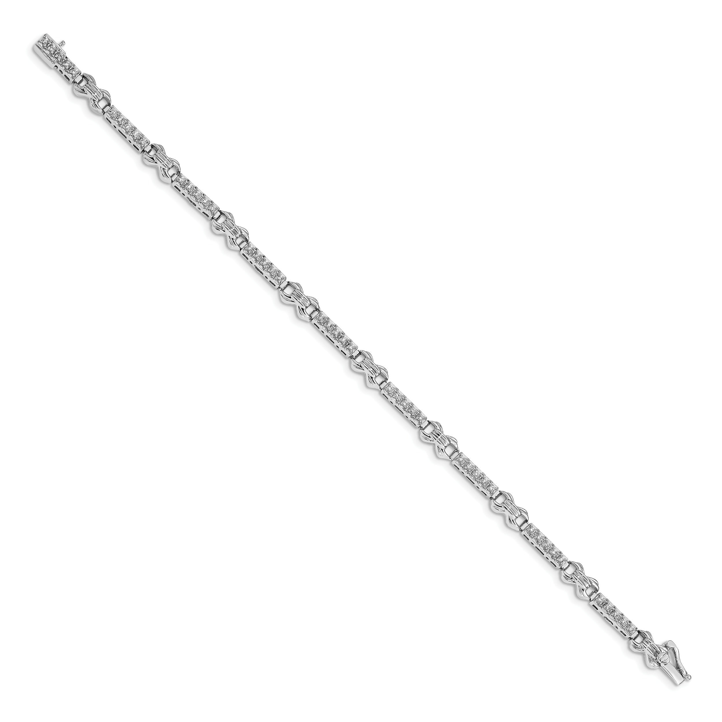 14k White Gold Lab Grown Diamond 7 inch Fancy Bracelet