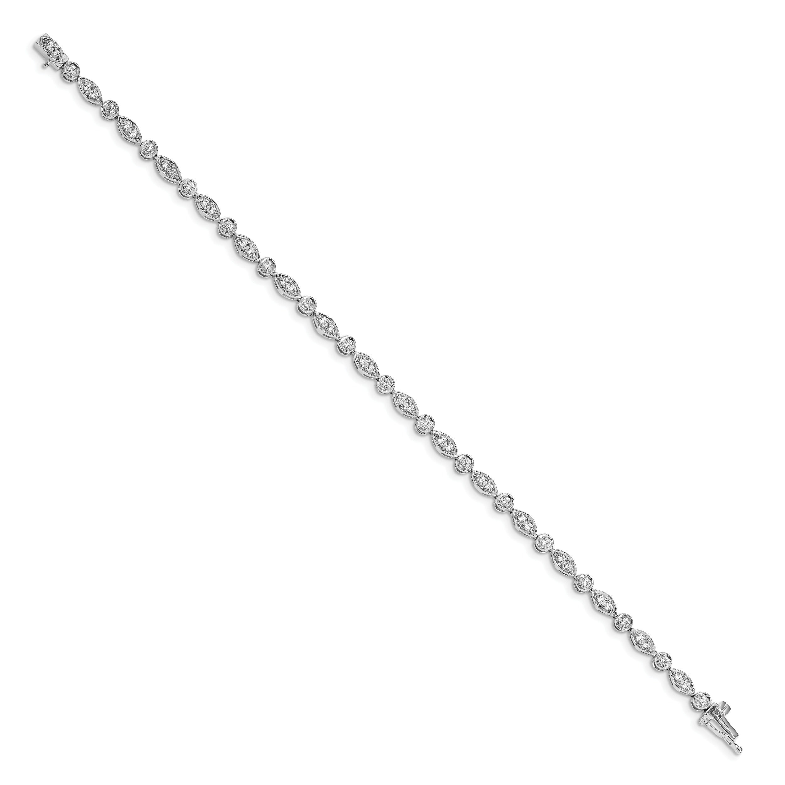 14k White Gold 3/4 Carat Lab Diamond Fancy Bracelet