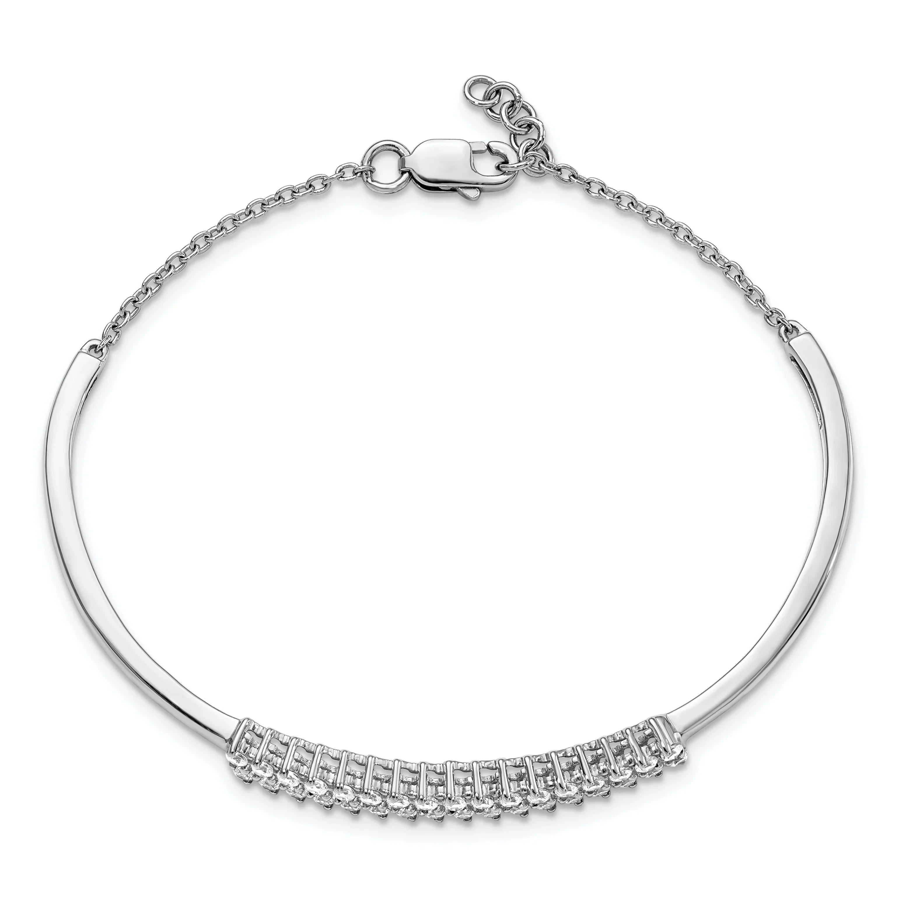 14k White Gold Lab Grown Diamond Bangle Bracelet - Fine Diamond