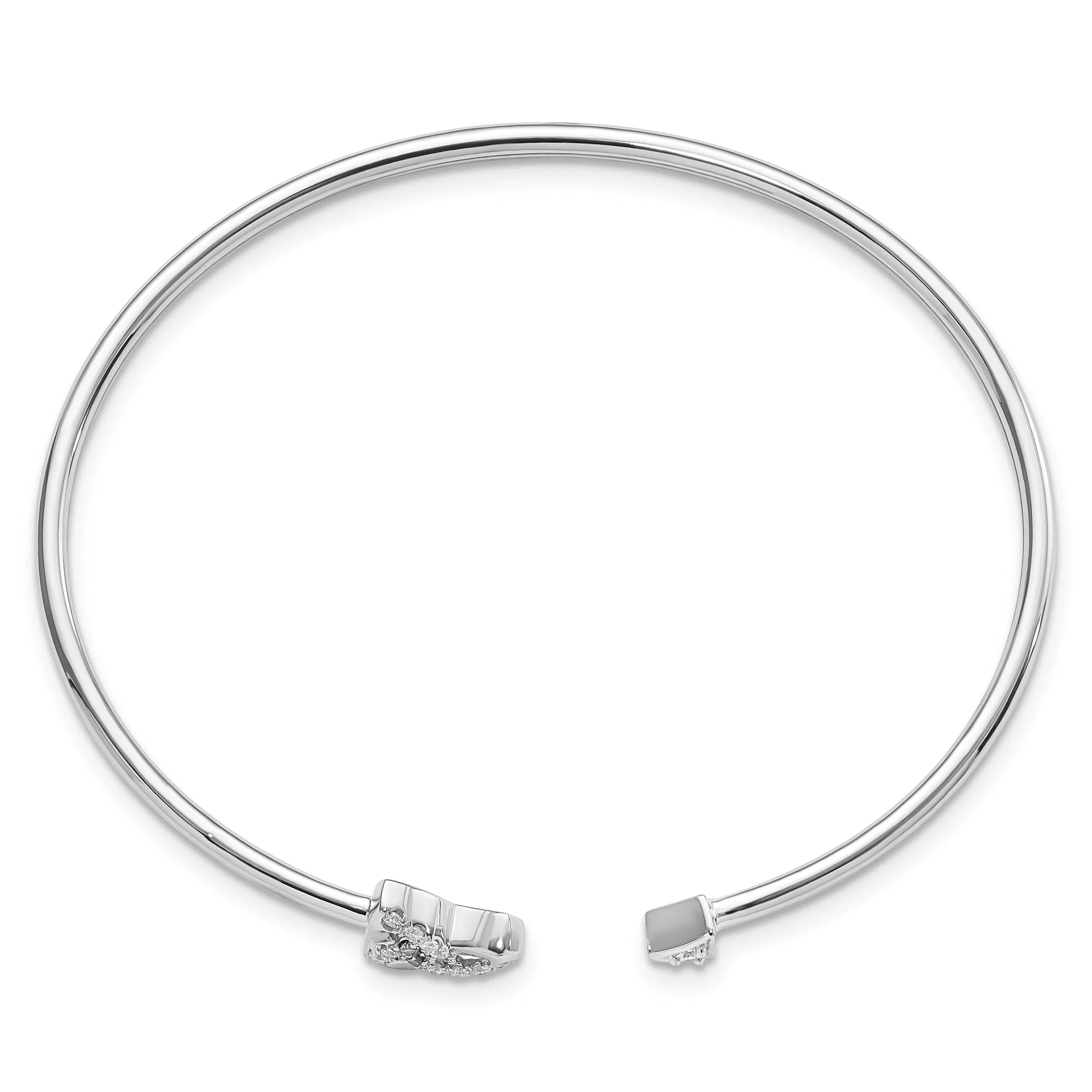 14k White Gold Lab Diamond Knot Cuff Flexible Bangle Bracelet - Fine Diamond