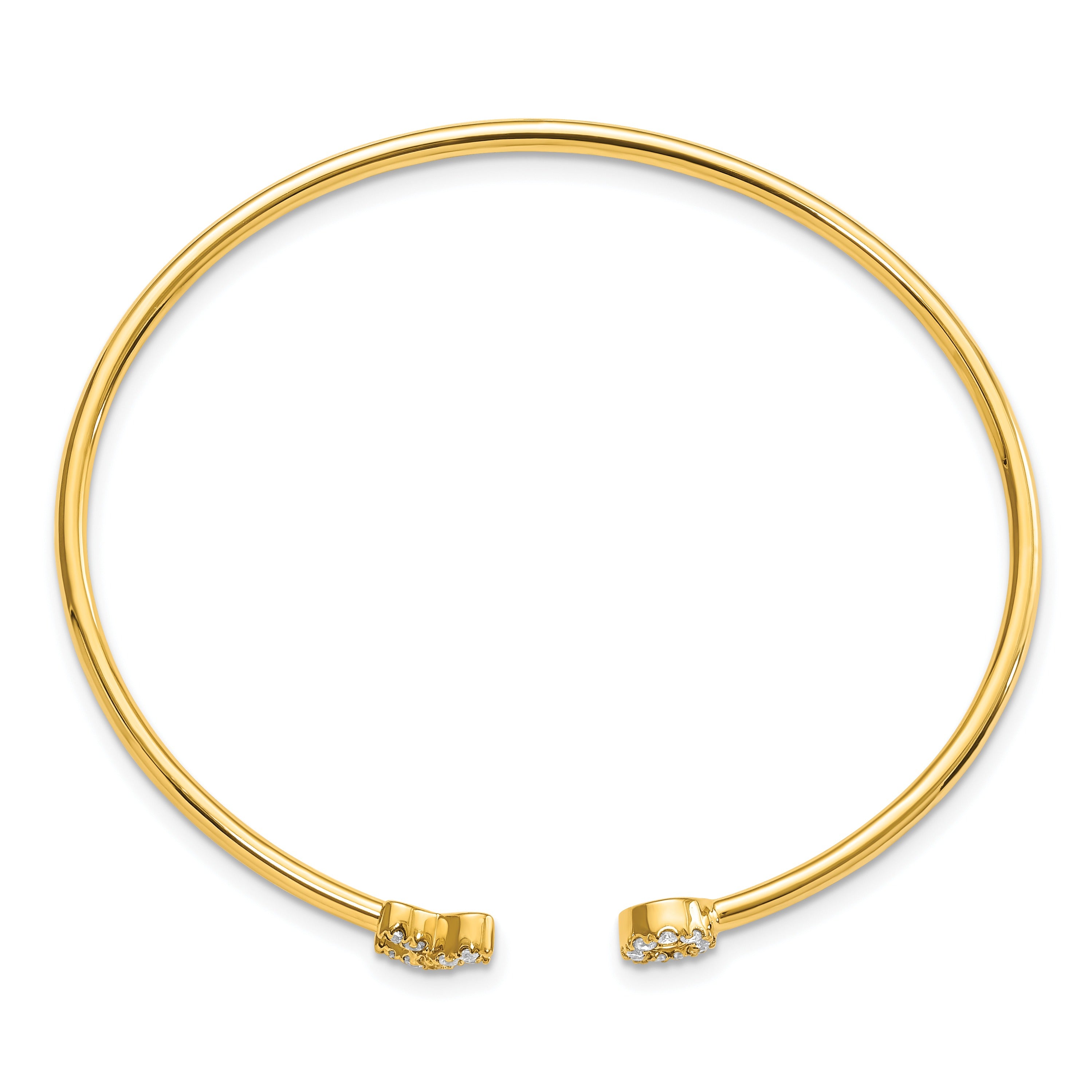 14k Yellow Gold Lab Diamond X and O Cuff Bangle Bracelet