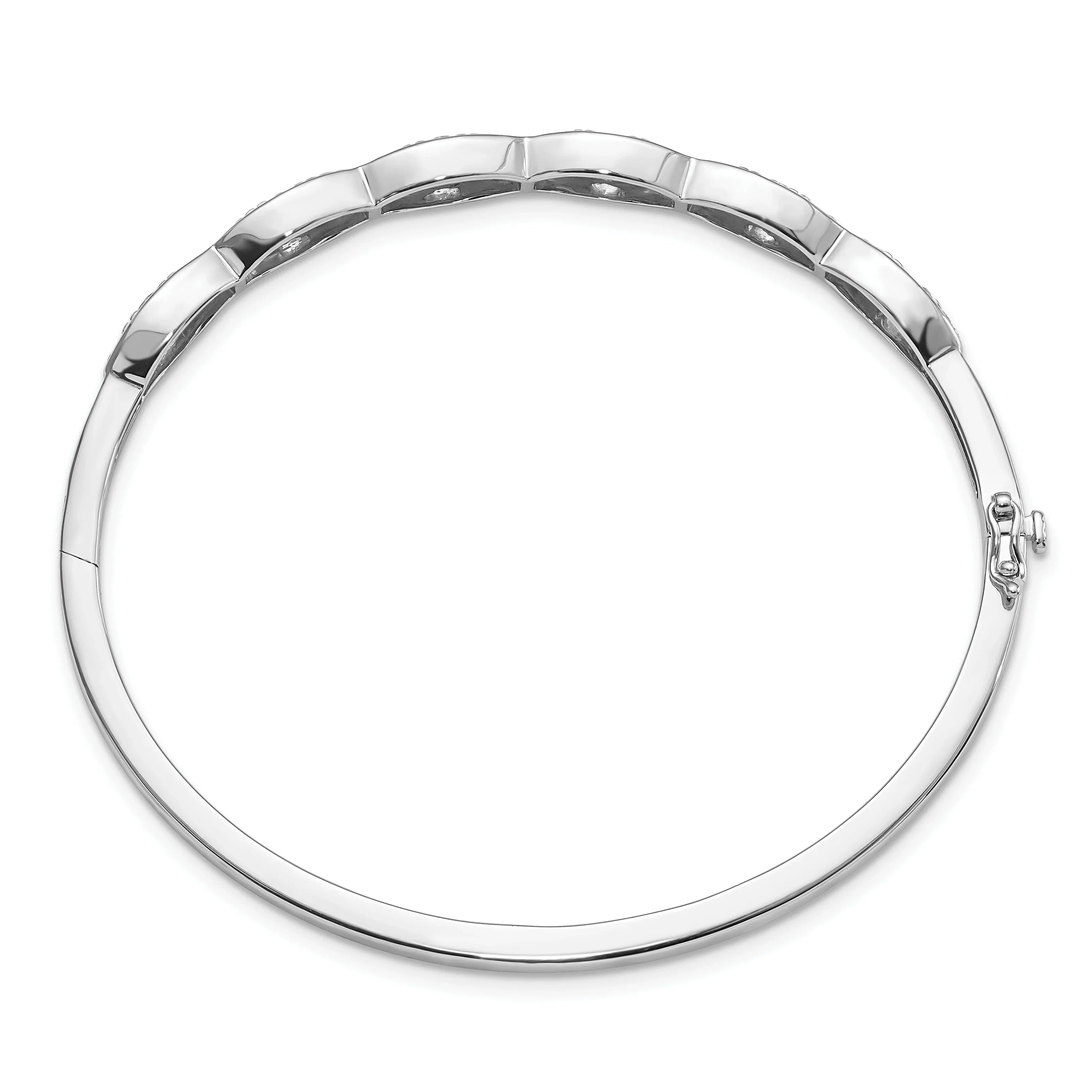 14K White Gold Lab Diamond Fancy Bangle Bracelet - Fine Diamond