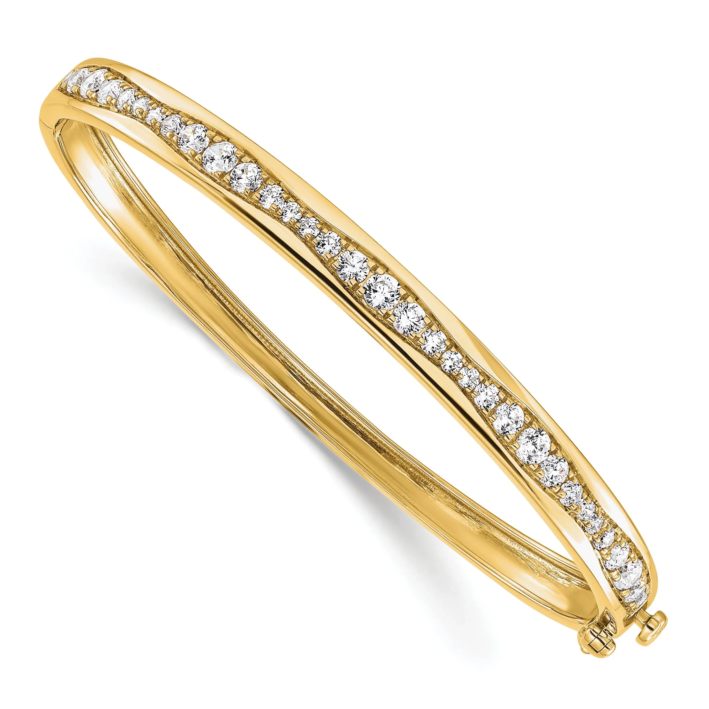 14K Gold 1 5/8 carat Lab Grown Diamond Bangle Bracelet - Fine Diamond
