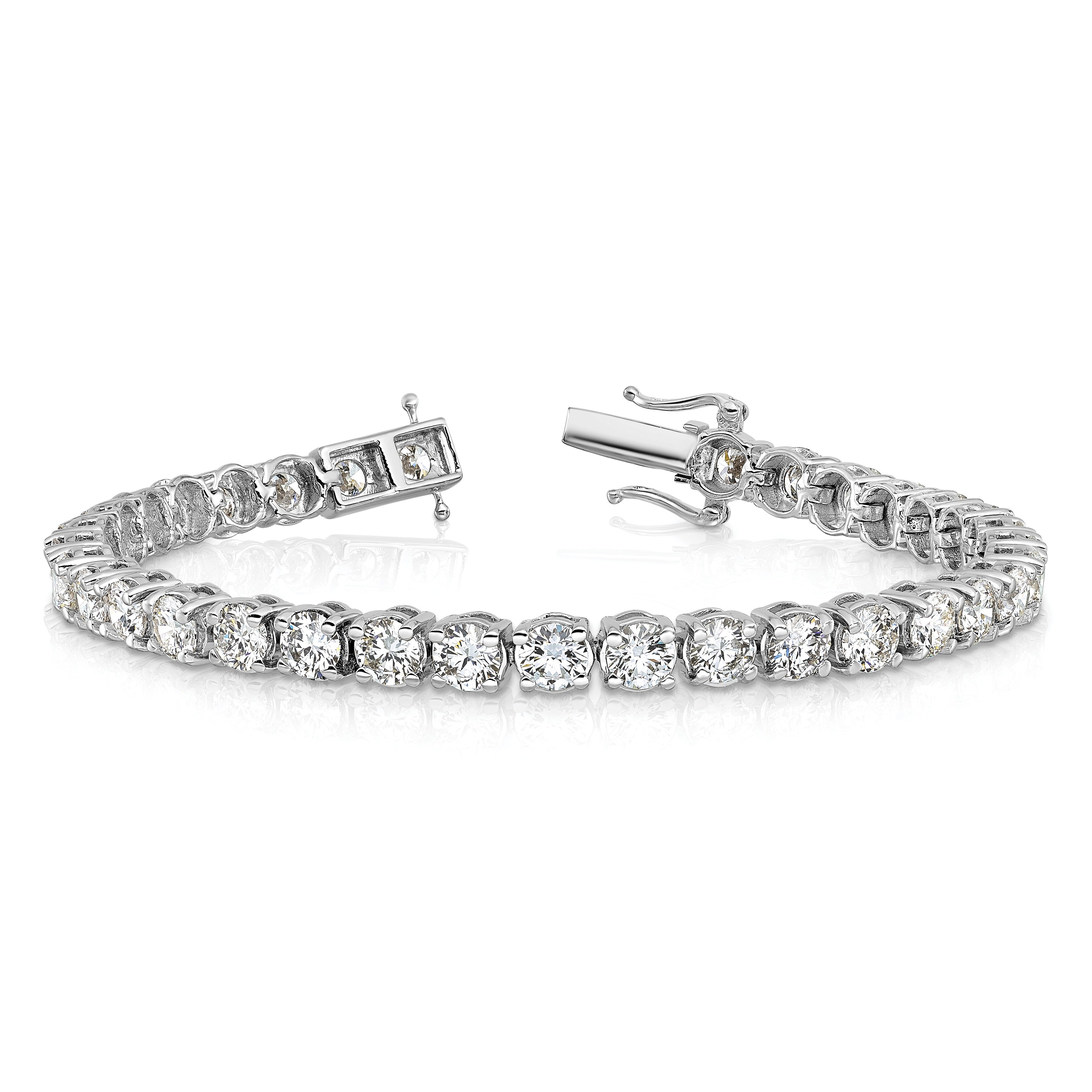 14k White Gold 11 ct Lab Grown Diamond Round Tennis Bracelet