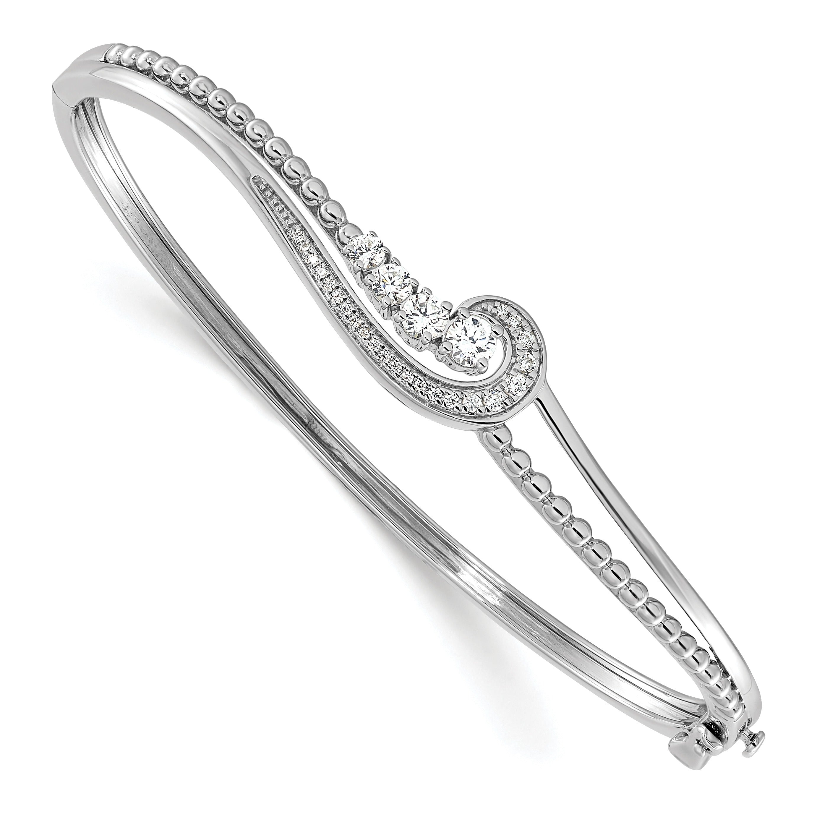 14k White Gold 1/2 carat Lab Grown Diamond Swirl Bangle Bracelet