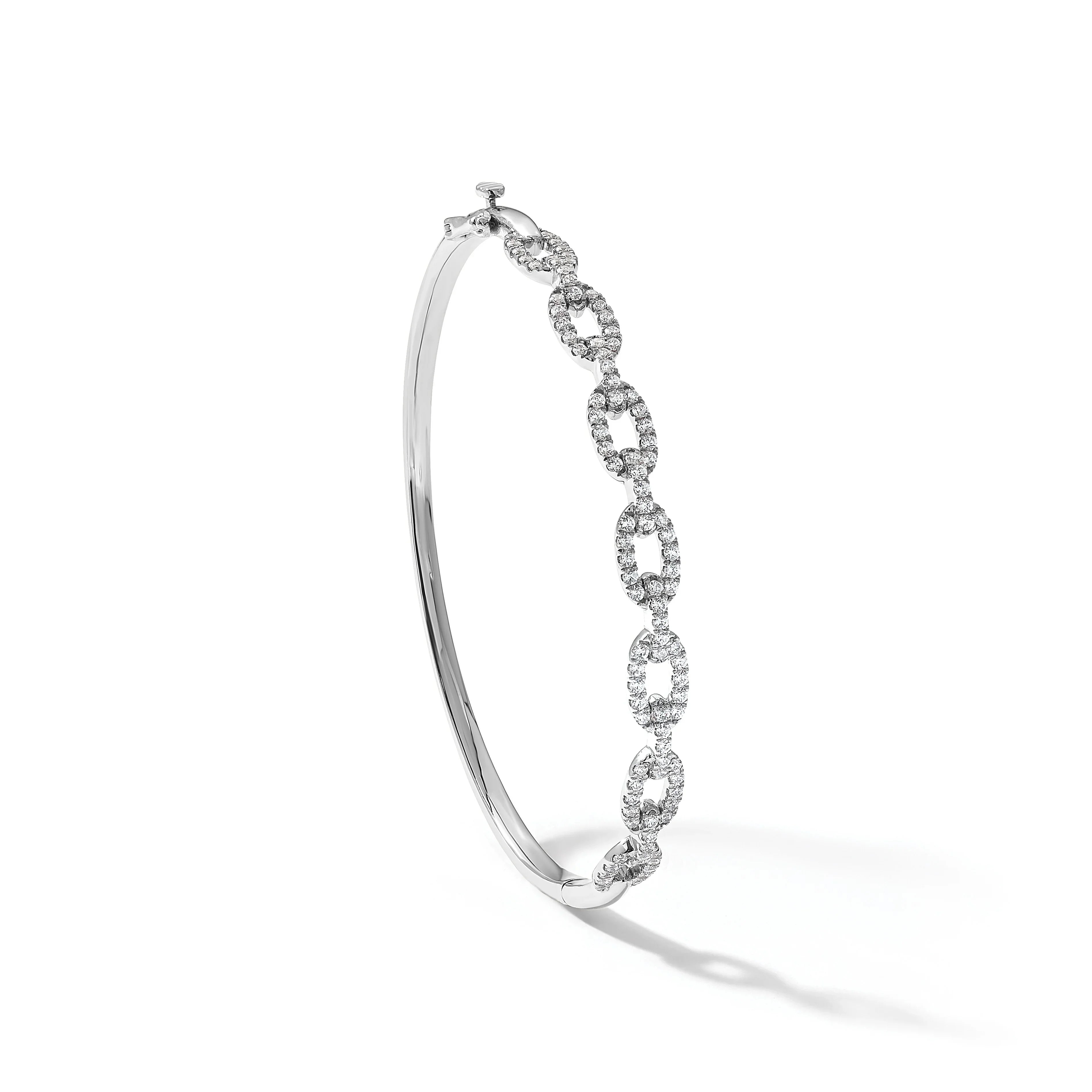 14K Gold Lab Grown Diamond Link Bangle Bracelets - Fine Diamond