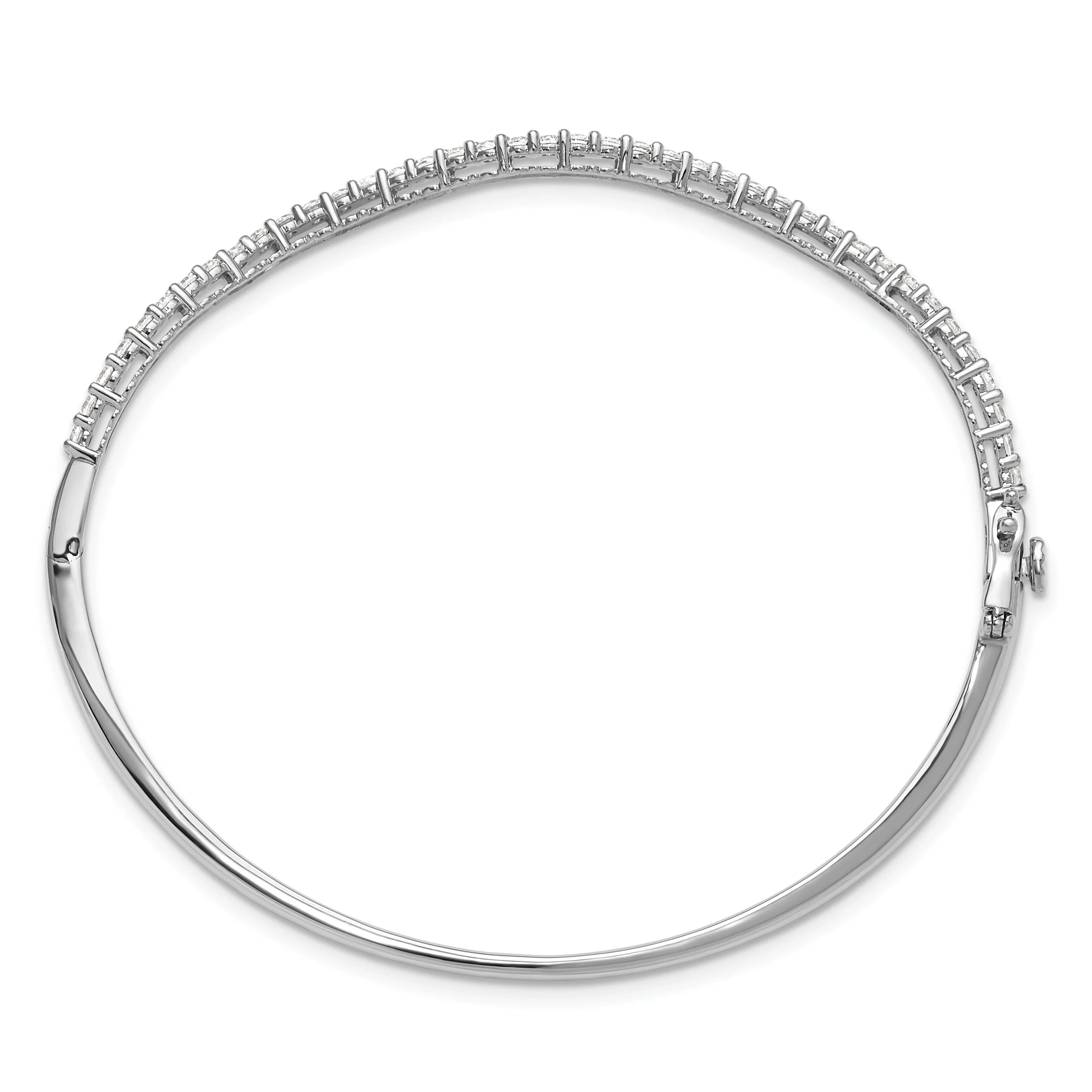14K Gold 1 carat Lab Grown Diamond Wavy Bangle Bracelet - Fine Diamond