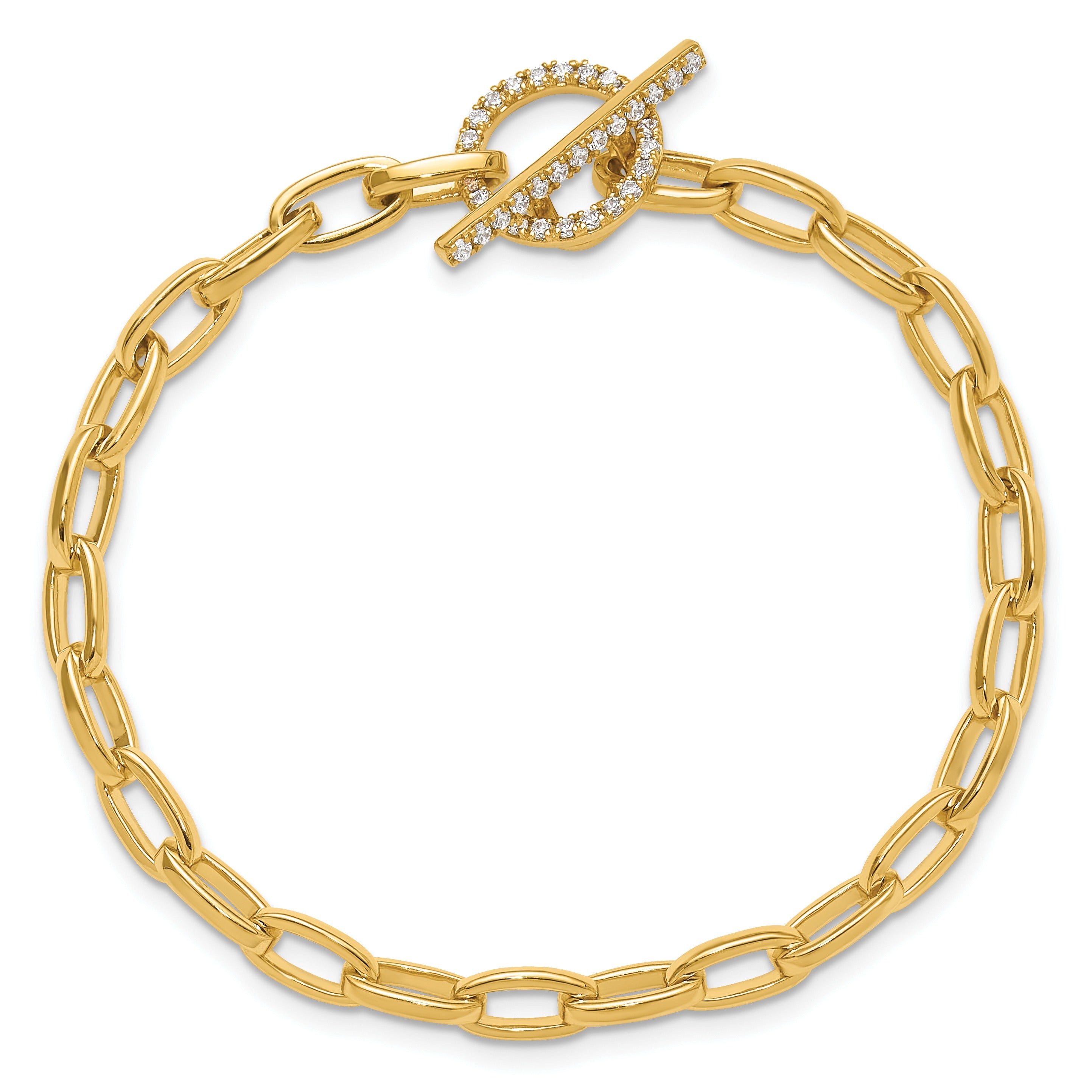 14K Gold Lab Grown Diamond Toggle Link Bracelet