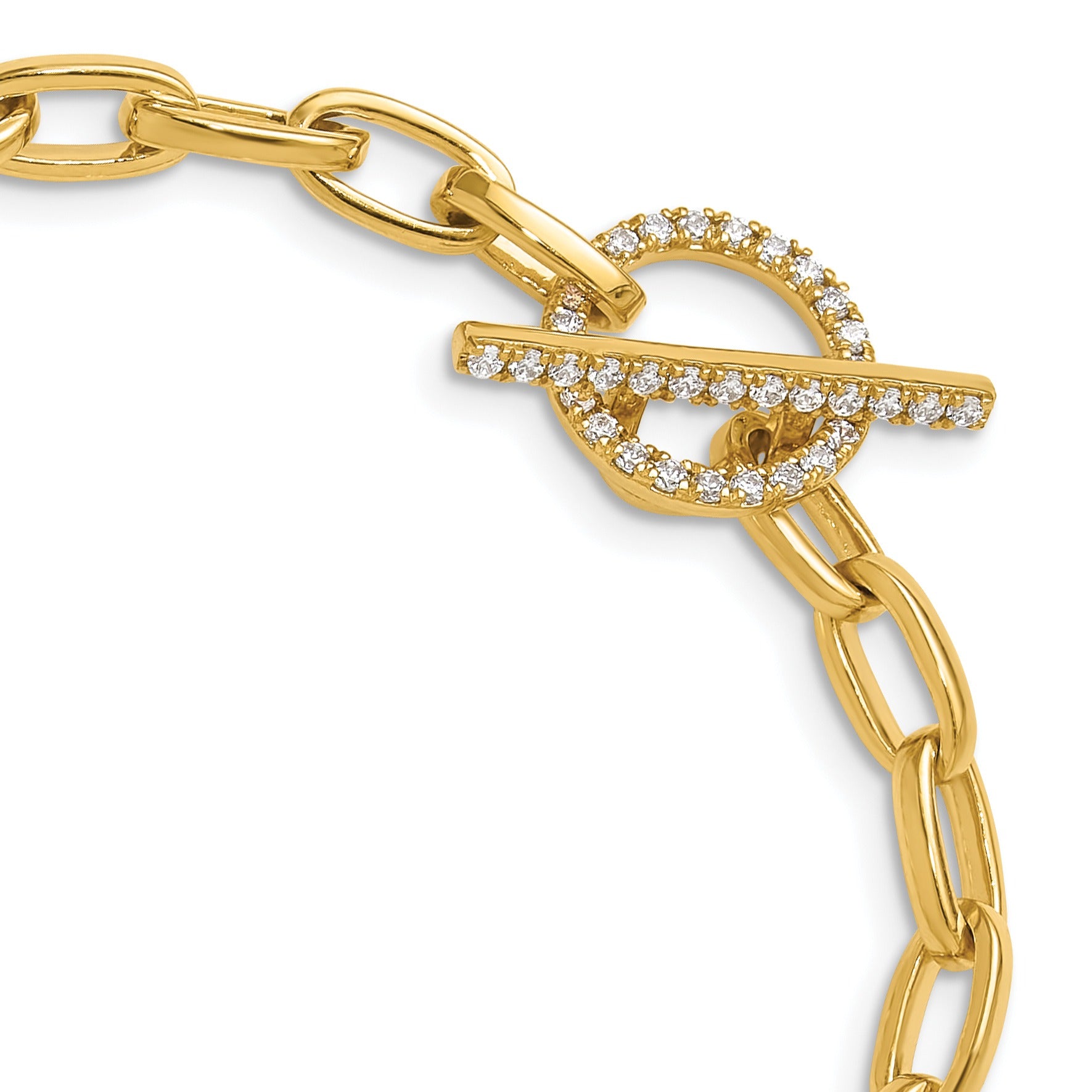 14K Gold Lab Grown Diamond Toggle Link Bracelet