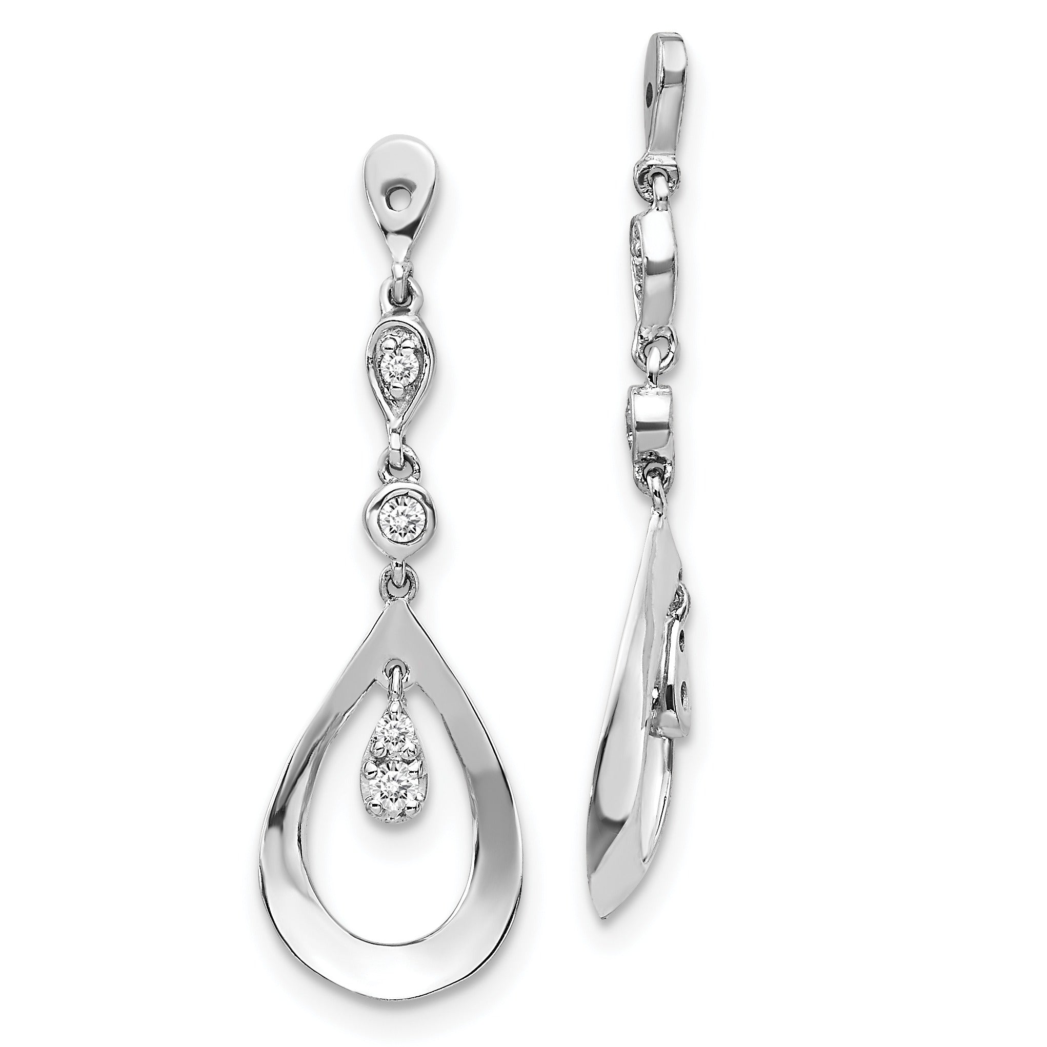 14k White Gold Lab Grown Diamond Teardrop Dangle Earring Jackets