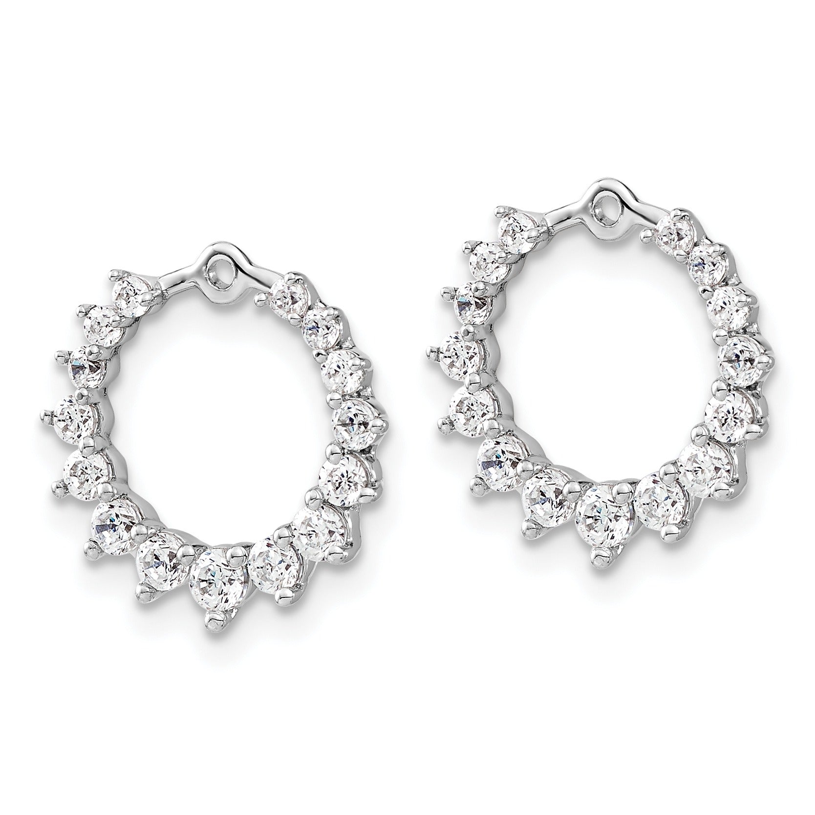 14k White Gold 1 1/2 carat Lab Grown Diamond Circle Earring Jackets