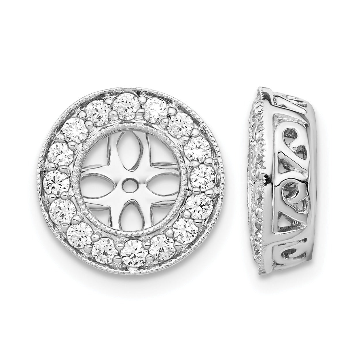14K White Gold Lab Grown Diamond Studs Earring Jackets
