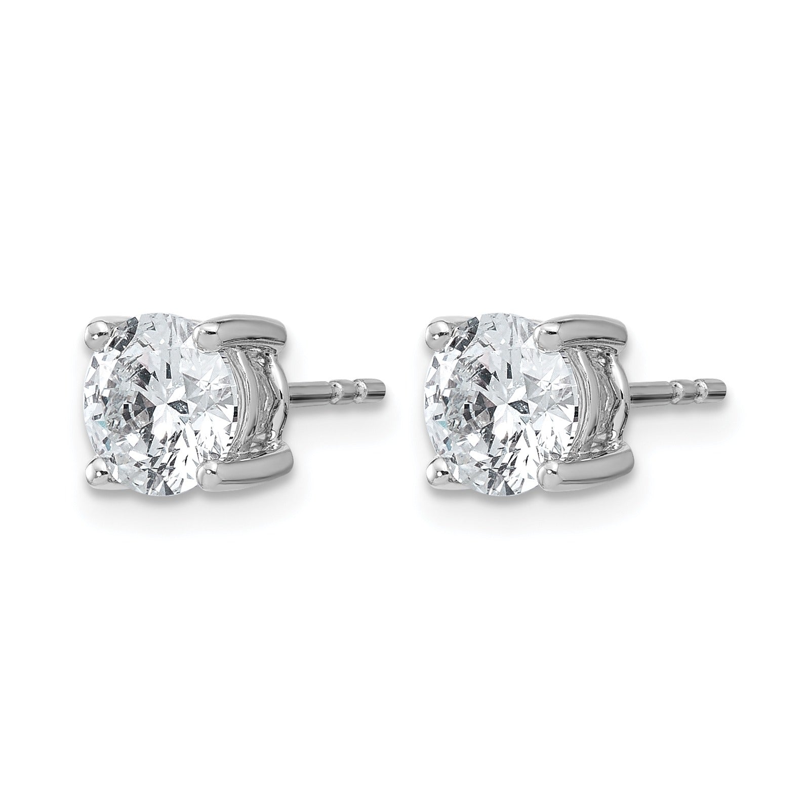 14K White Gold Round Shaped Lab Grown Diamond Stud Earrings