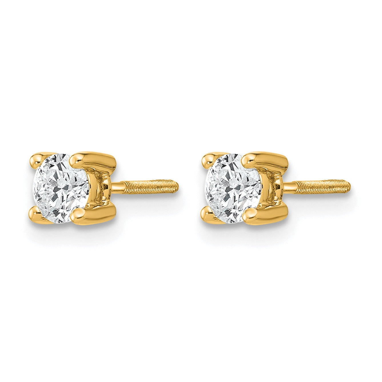 14K Yellow Gold  Lab Diamond Stud Earrings Round Shaped
