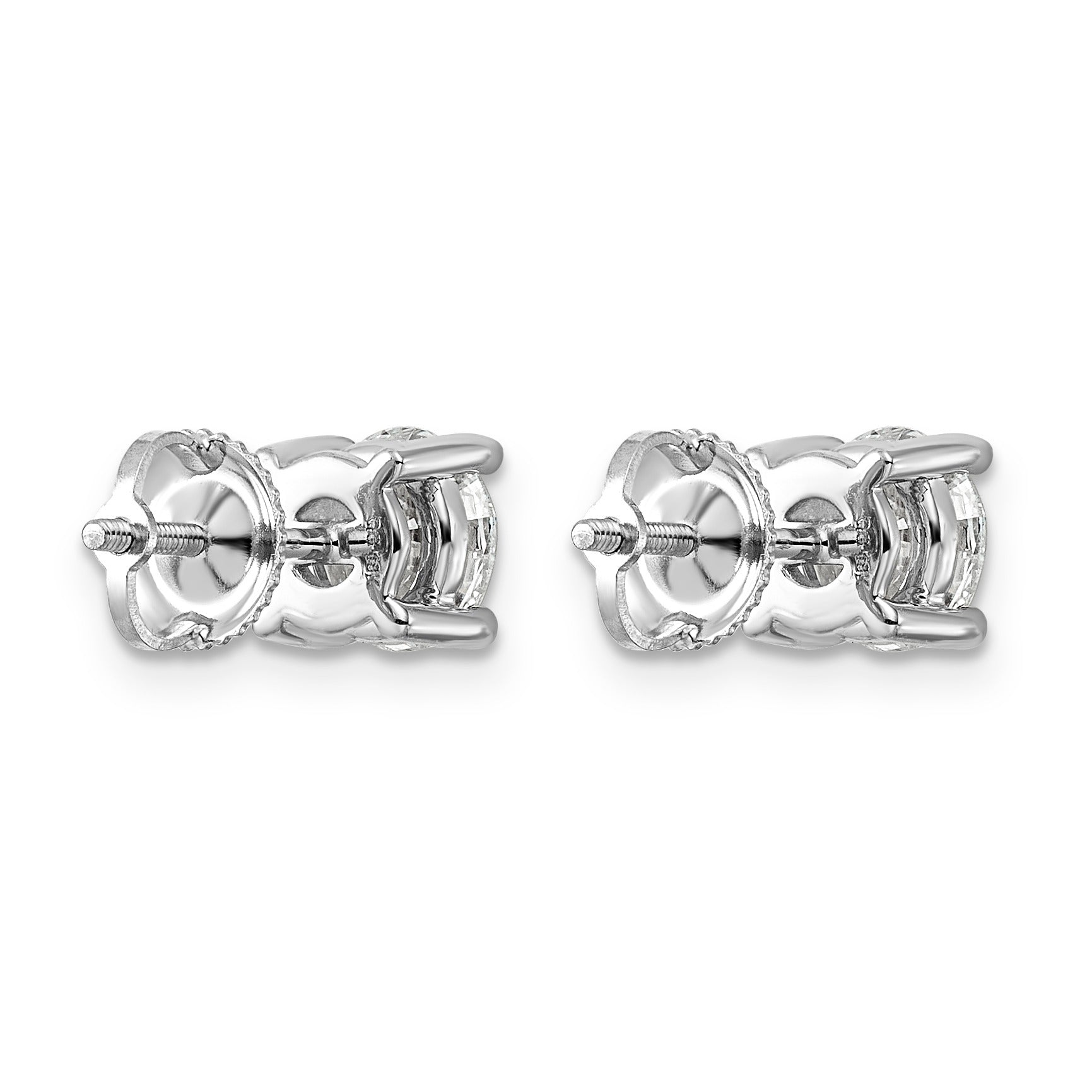14K White Gold Round Shaped Lab Diamond Stud Earrings