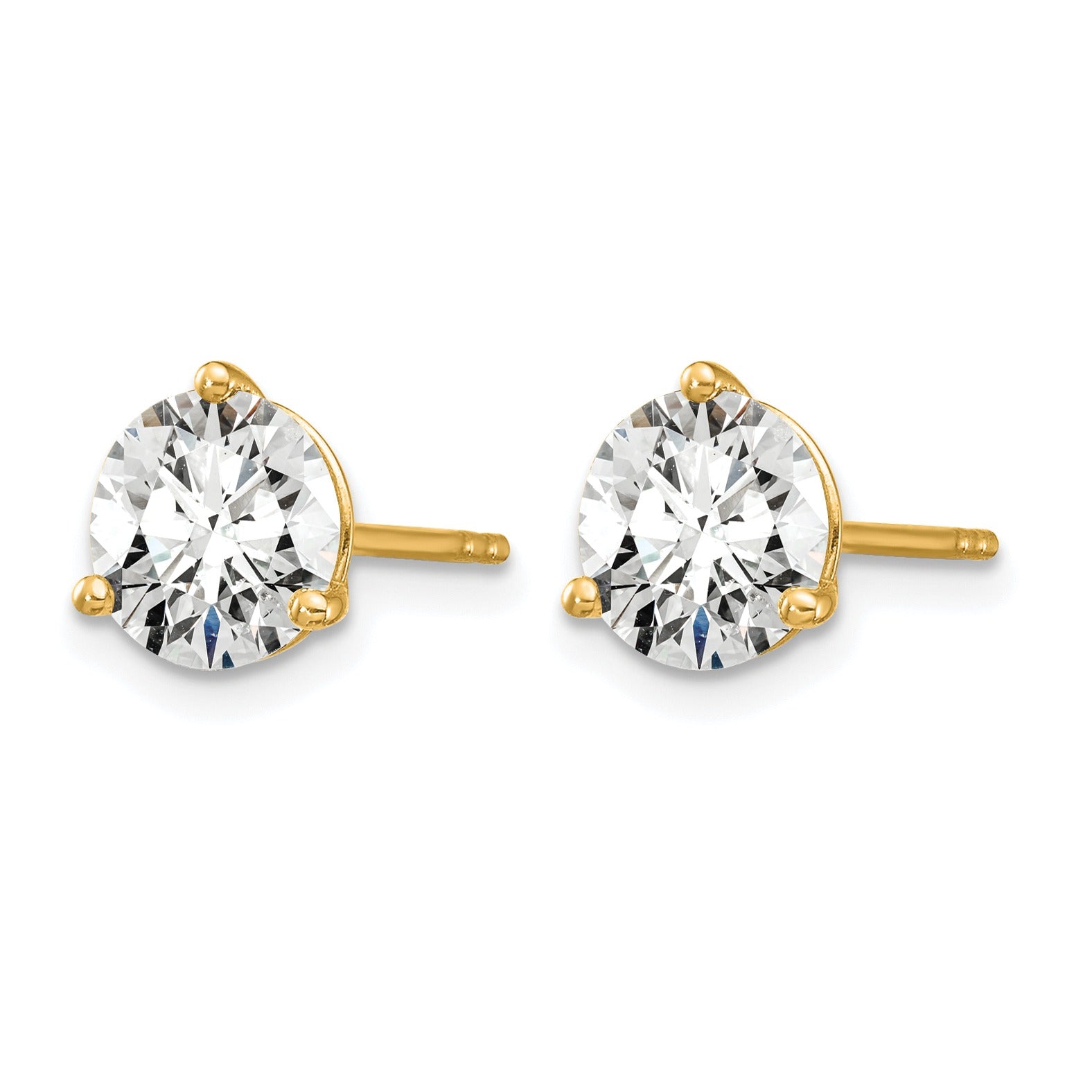 14K Yellow Gold Diamond Lab Grown Round Shaped Stud Earrings