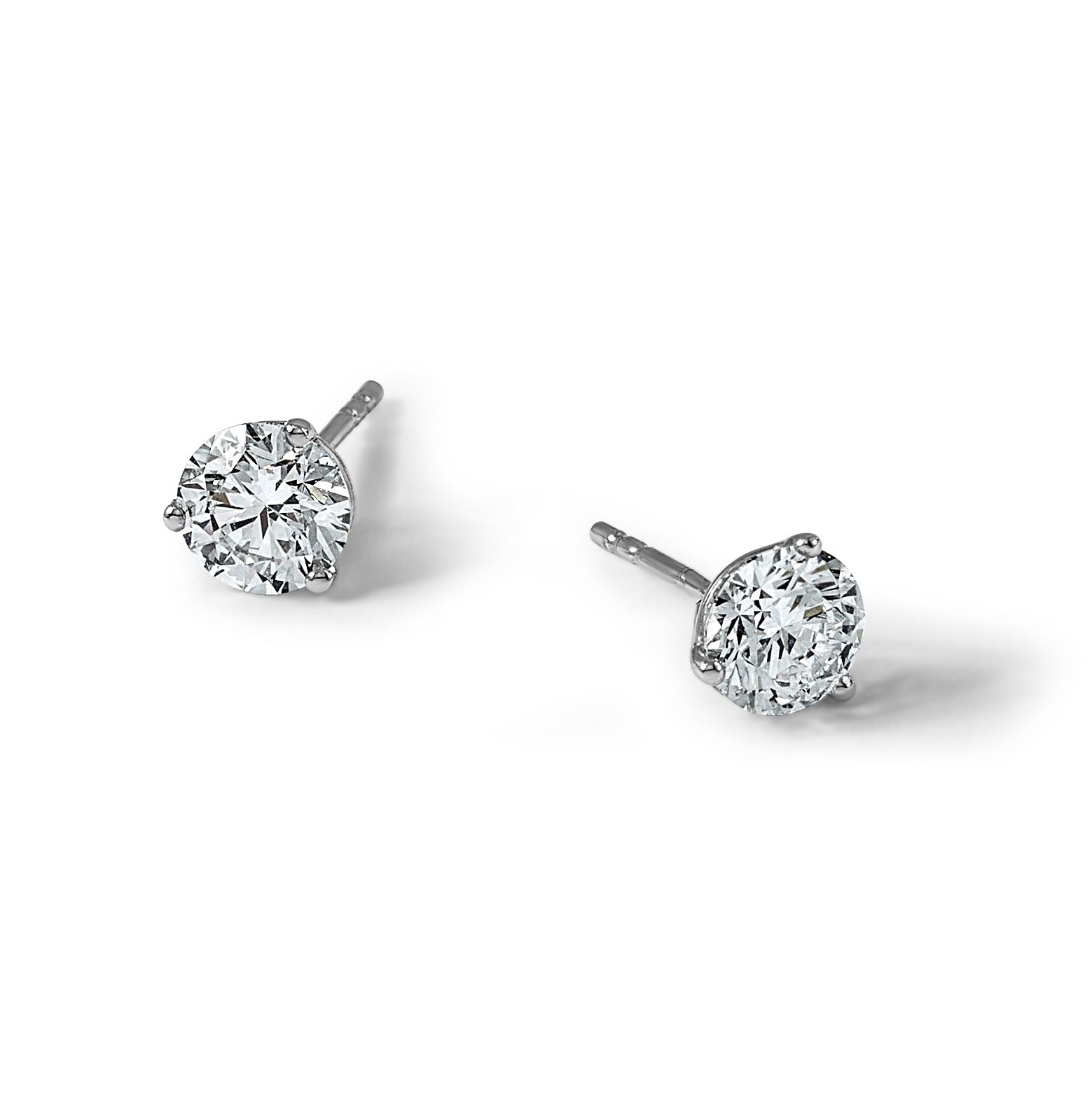 Lab Grown Round Shaped Diamond 14K White Gold Stud Earrings
