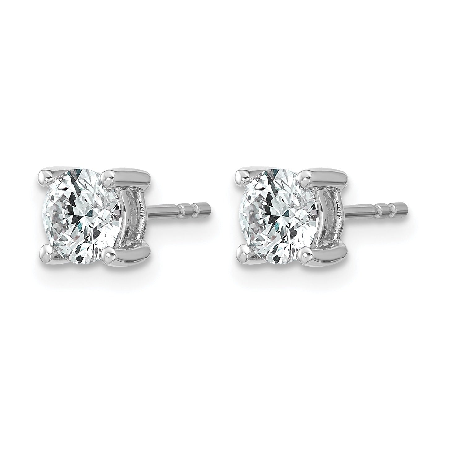 14K Gold Lab Grown Diamond 4 Prong Post and Push Back Stud Earrings