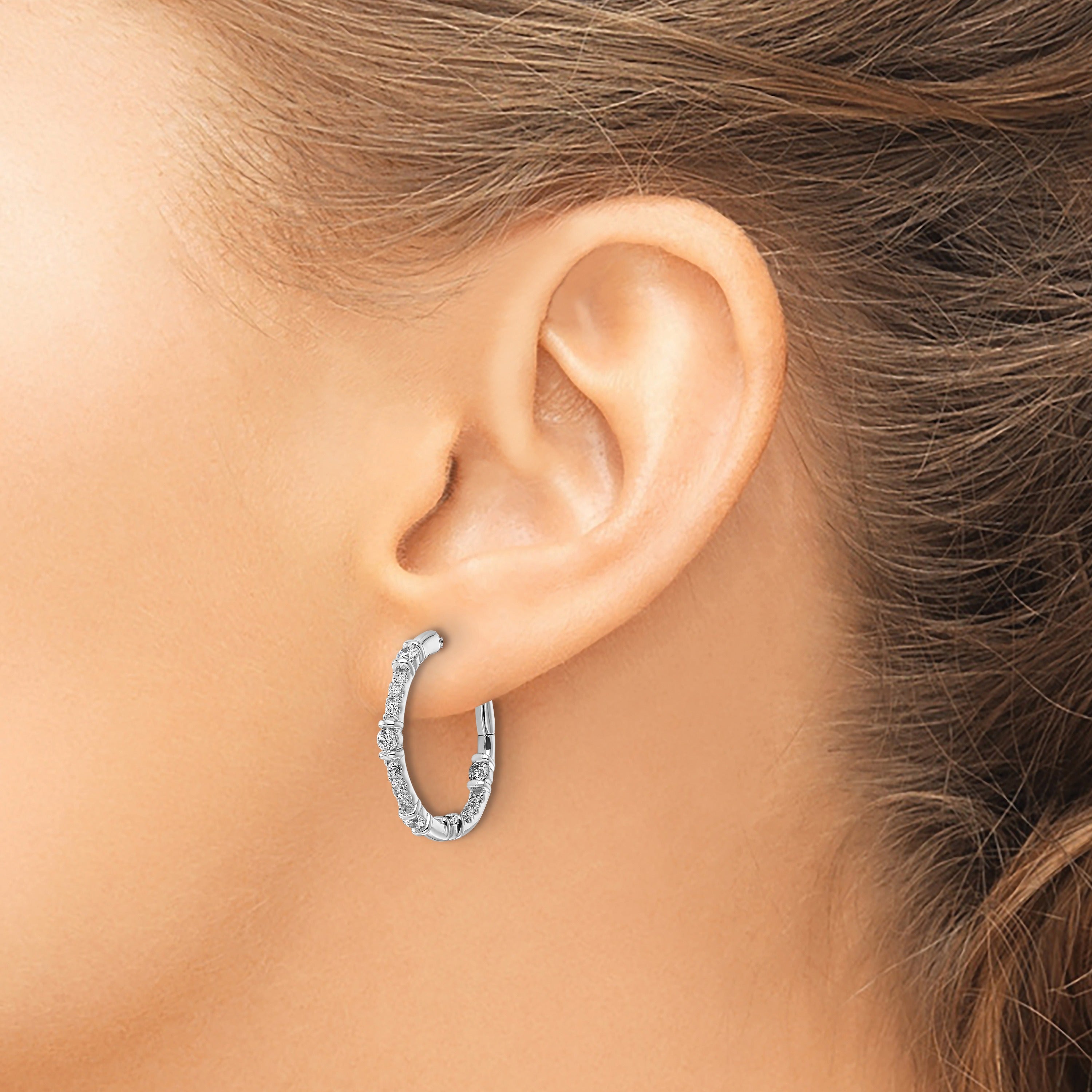 14k Gold Lab Grown Diamond Complete In and Out Hoop Earrings