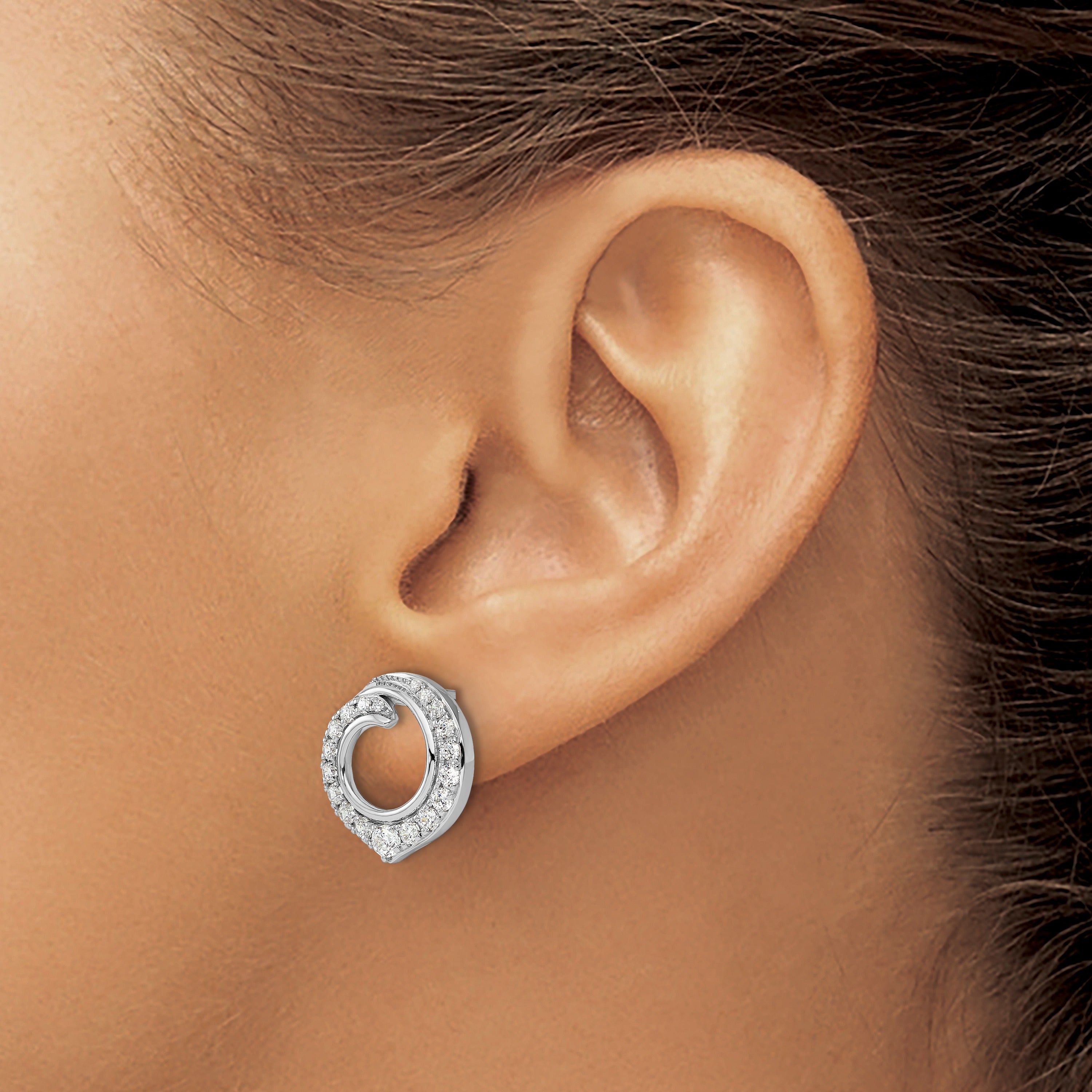 14k White Gold Lab Grown Diamond Circle Post Earrings