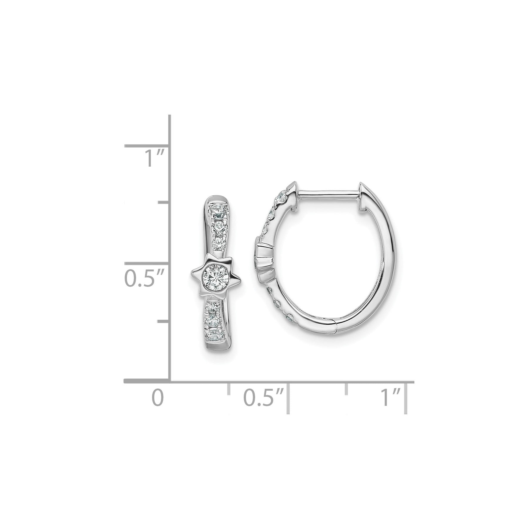 14K White Gold Lab Grown Diamond Round Hinged Hoop Earrings