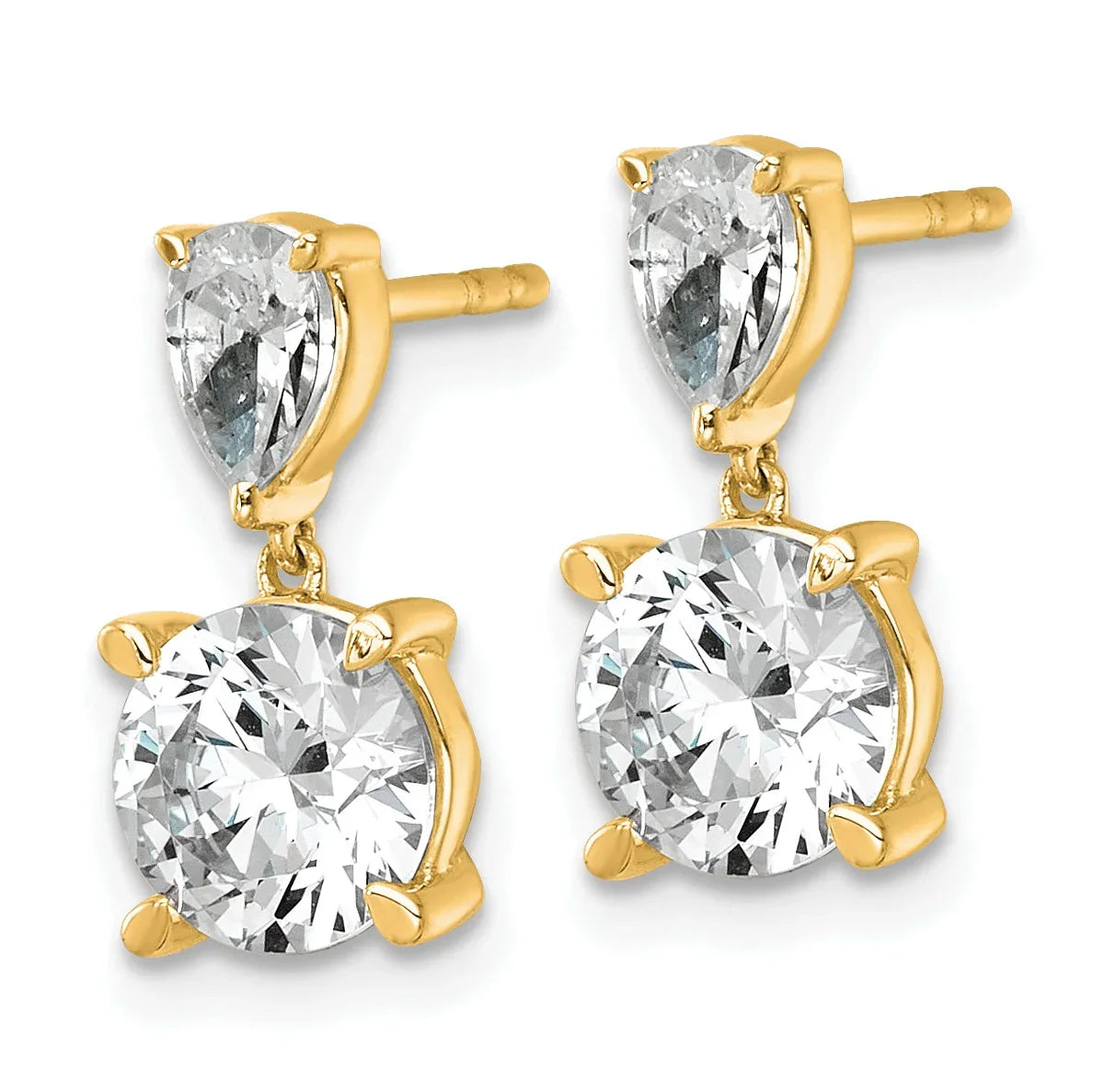 14K Yellow Gold Lab Grown Diamond Post Dangle Earrings - Fine Diamond