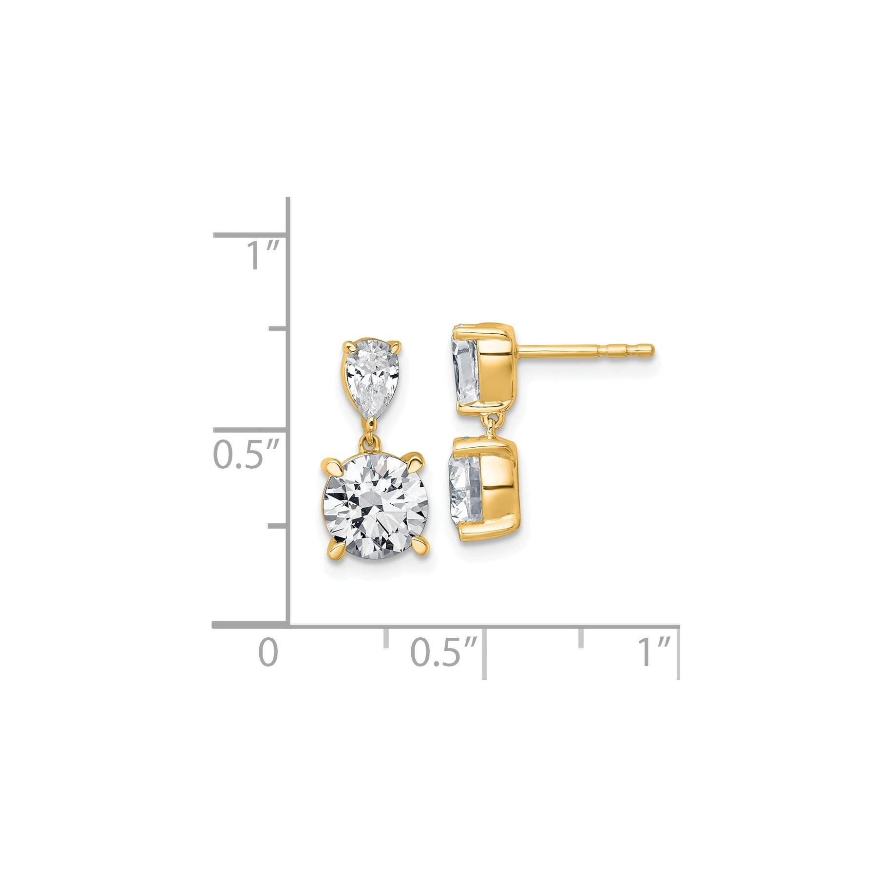 14K Yellow Gold Lab Grown Diamond Post Dangle Earrings