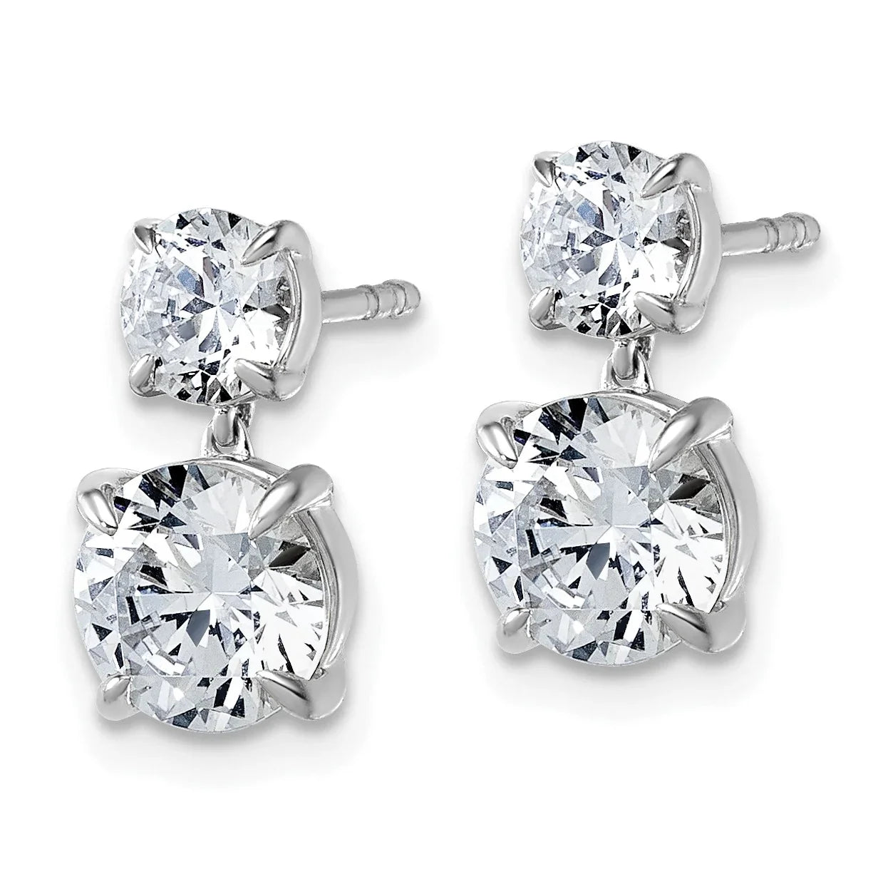 14K White Gold Lab Diamond Dangle Earrings - Fine Diamond
