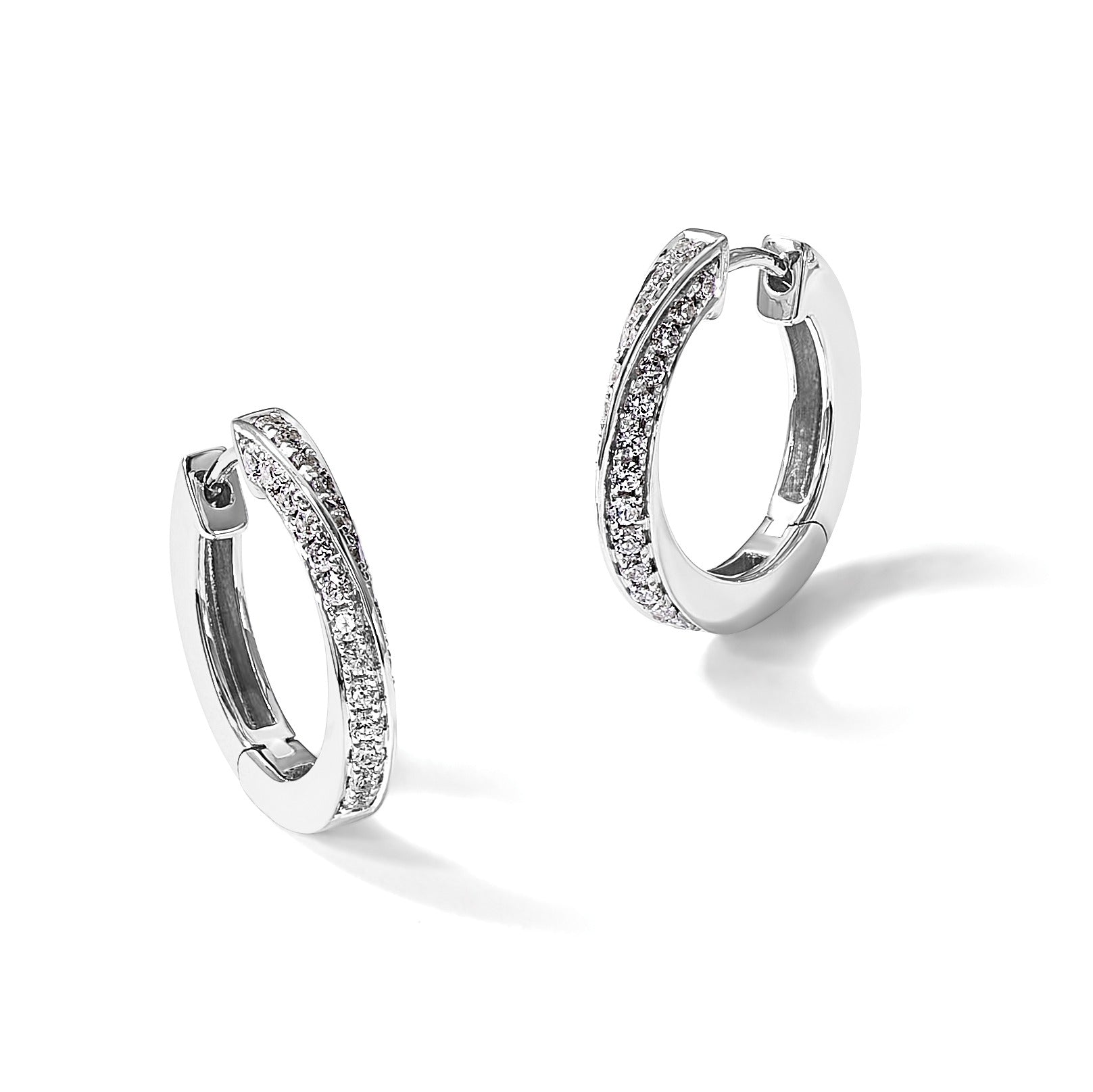 Lab Diamond Twisted Hinged Hoop Earrings