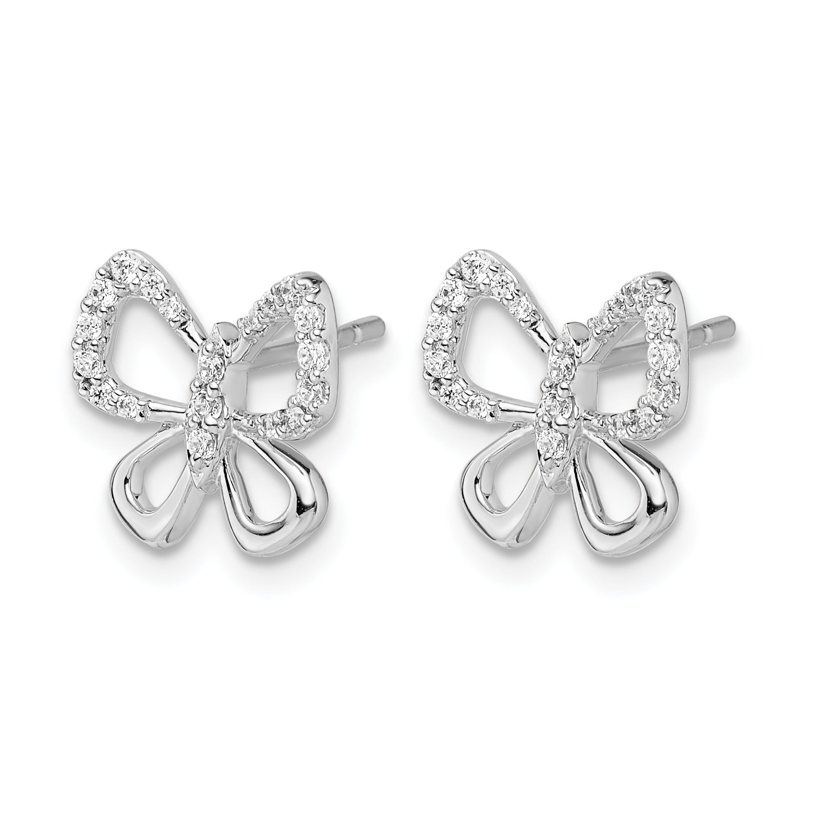 14K White Gold Lab Grown Diamond Butterfly Stud Earrings