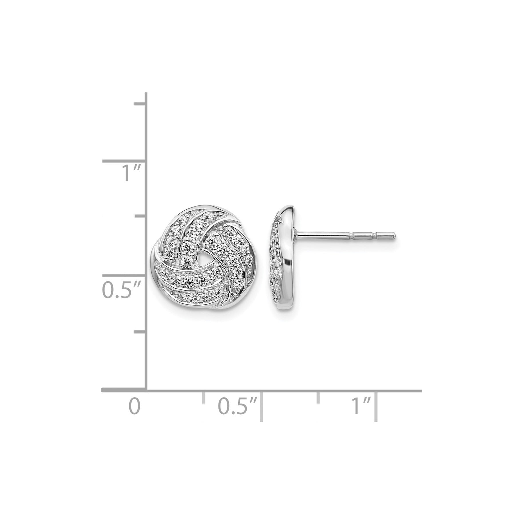 14k White Gold Lab Created Diamond Love Knot Stud Earrings