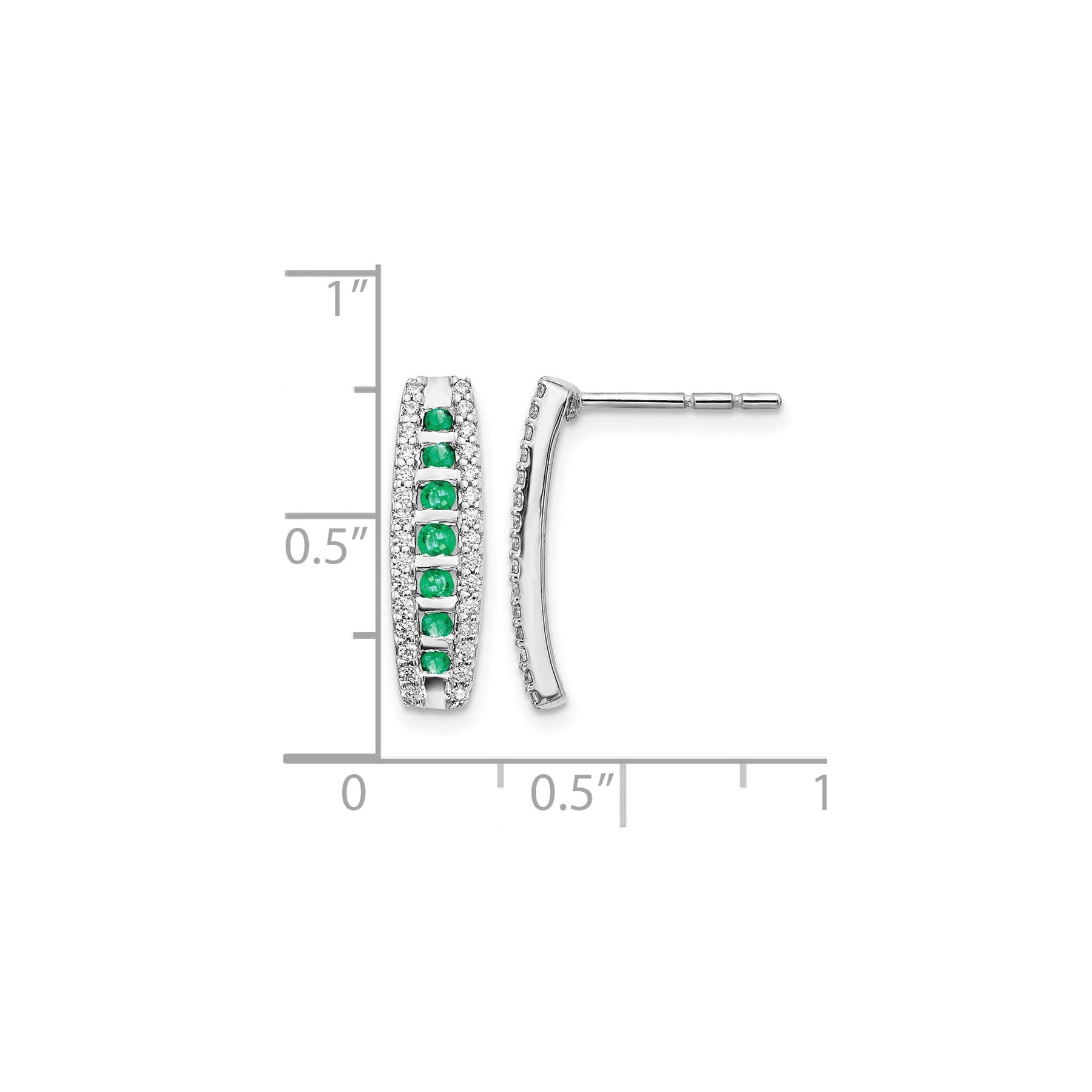 14k White Gold Lab Grown Diamond and Created Emerald Stud Earrings