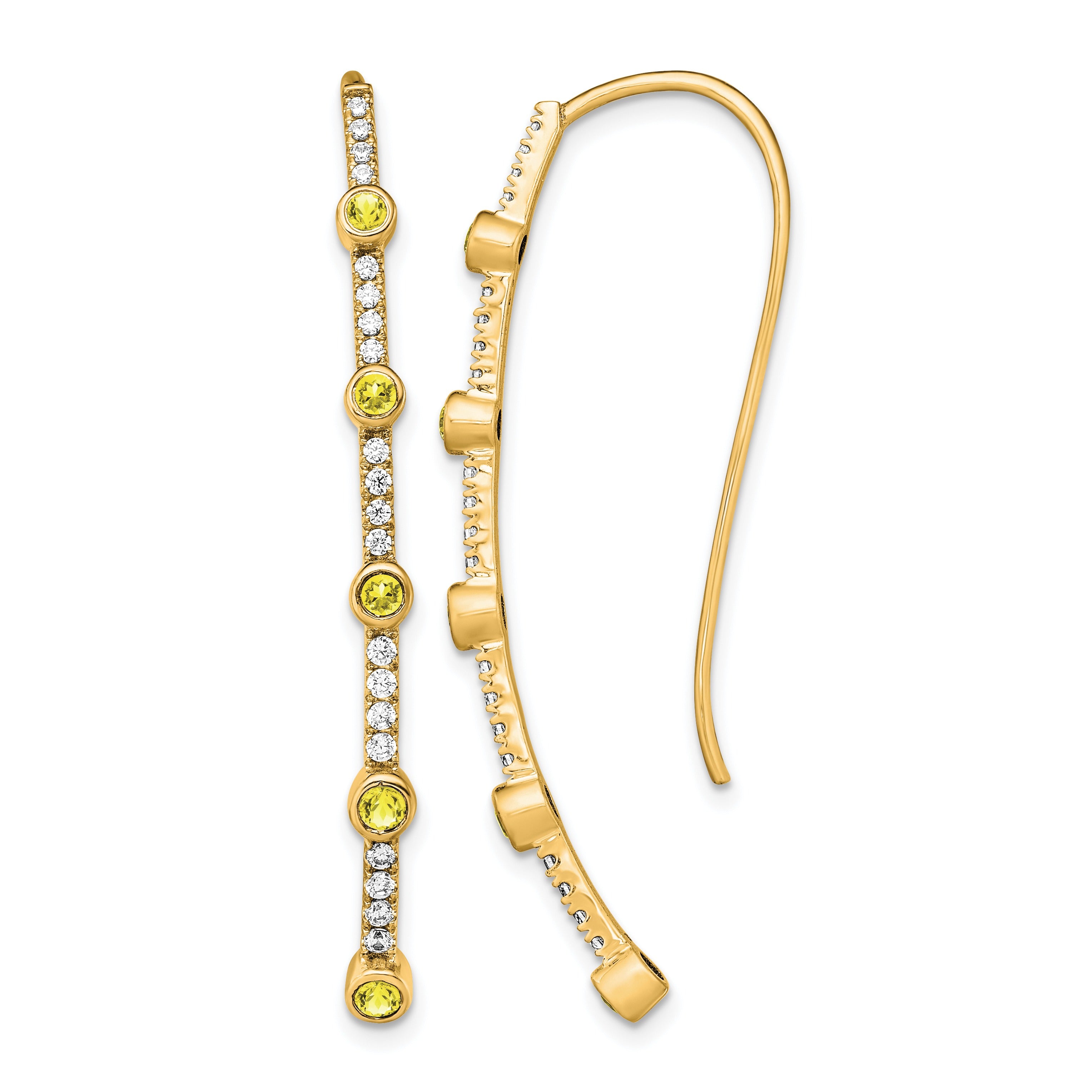 14K Lab Diamond and Lab Created Yellow Sapphire Threader Earrings