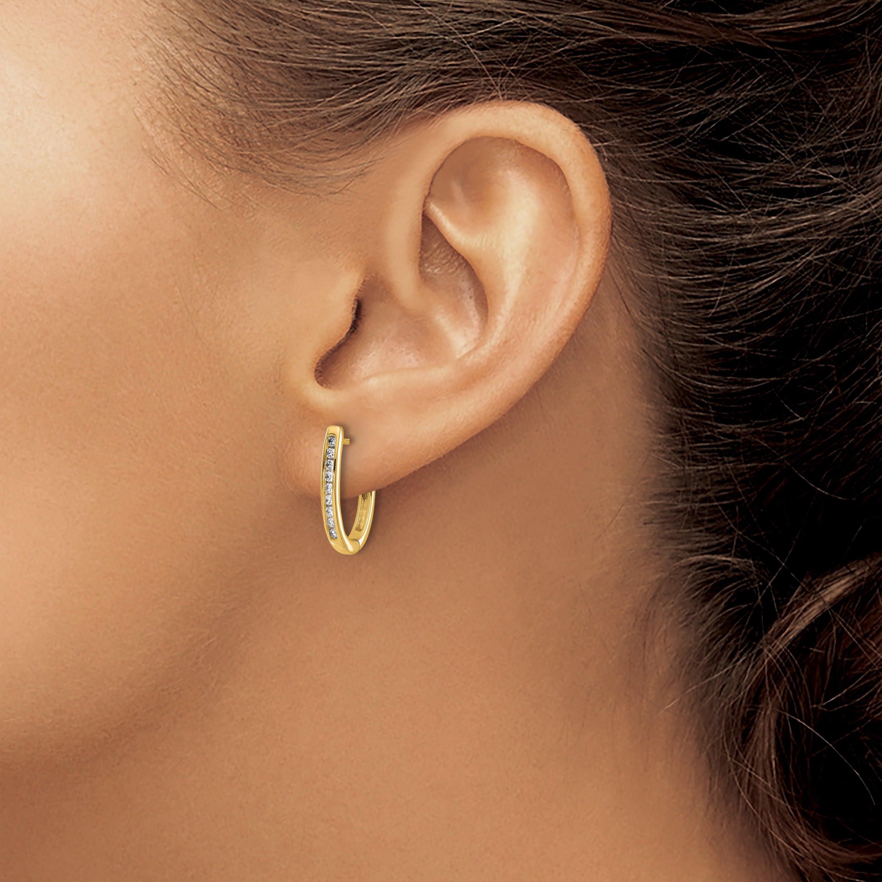 14k Gold Lab Grown Diamond Hinged Hoop Earrings 1/4 carat