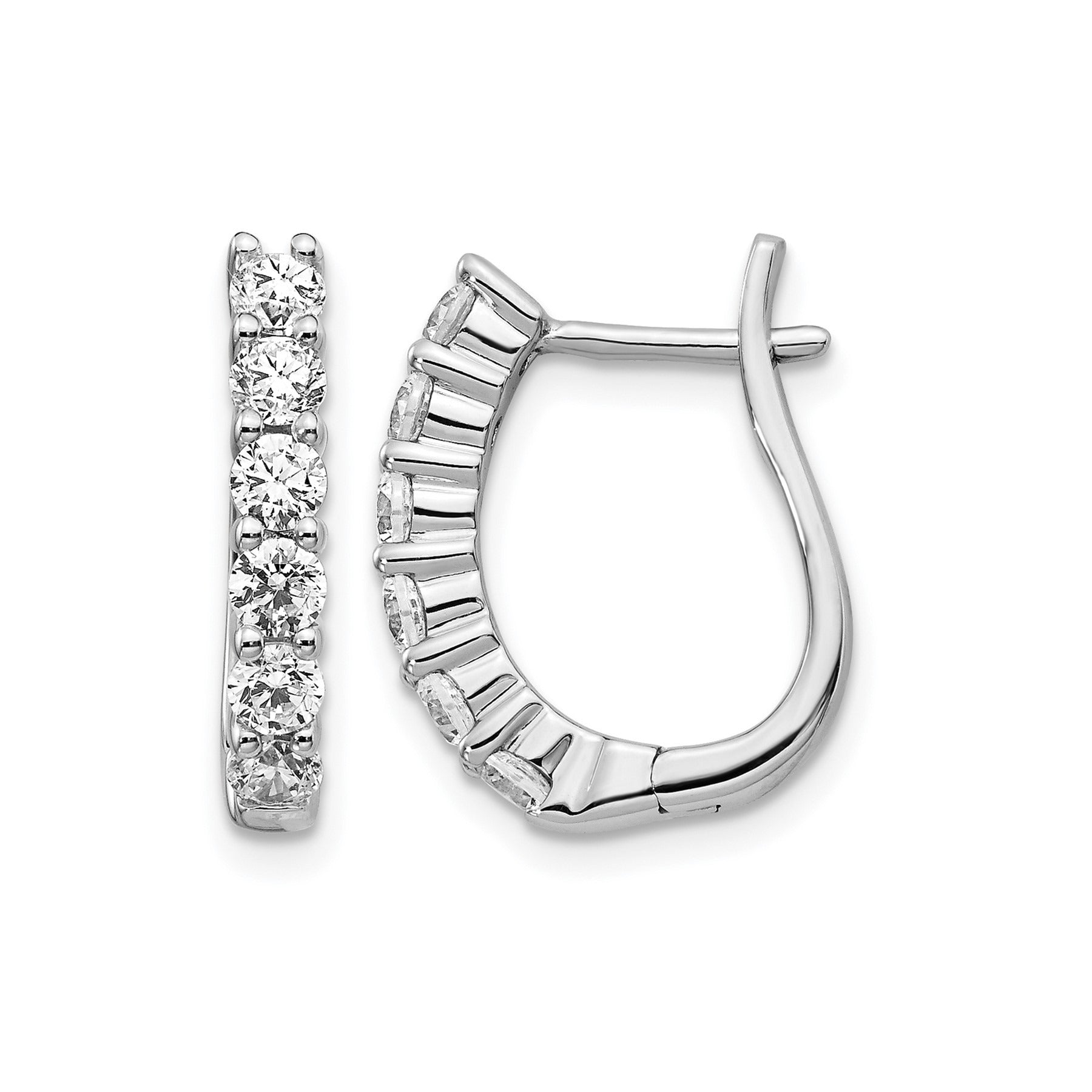 14k White Gold Lab Grown Diamond Hinged Hoops Earrings