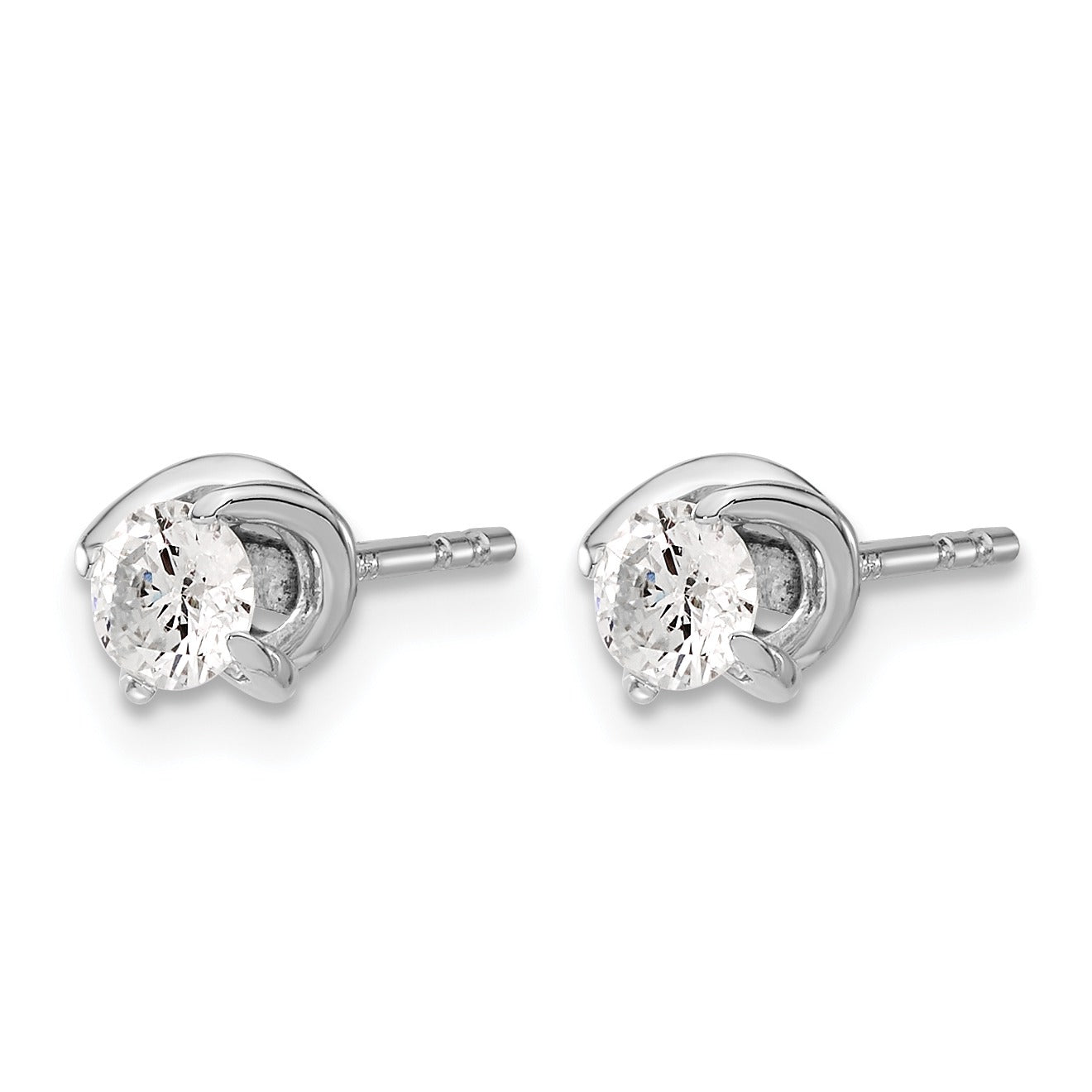 14k White Gold Lab Grown Diamond Fancy Twist Post Stud Earrings 0.5 Ct