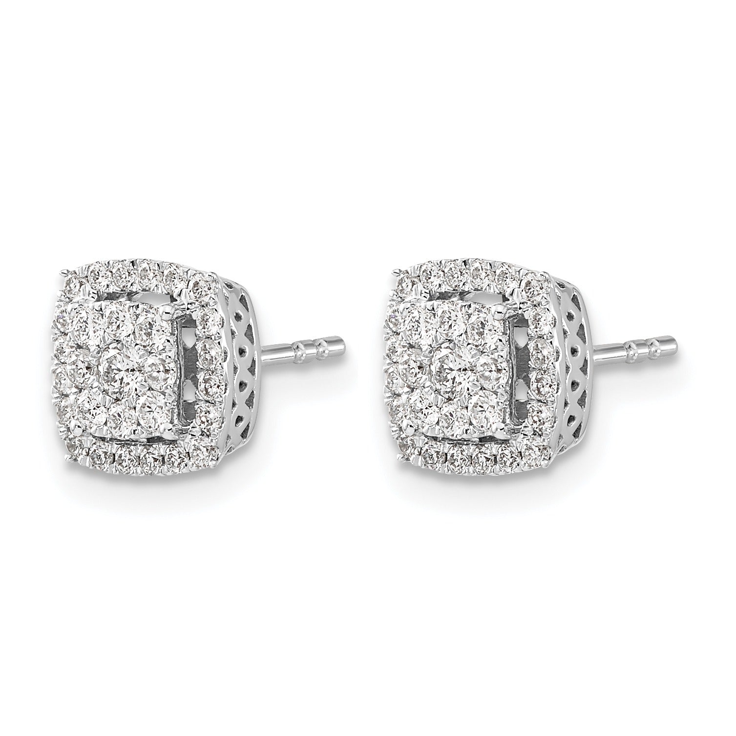 14K White Gold Lab Grown Diamond Double Halo Post Earrings