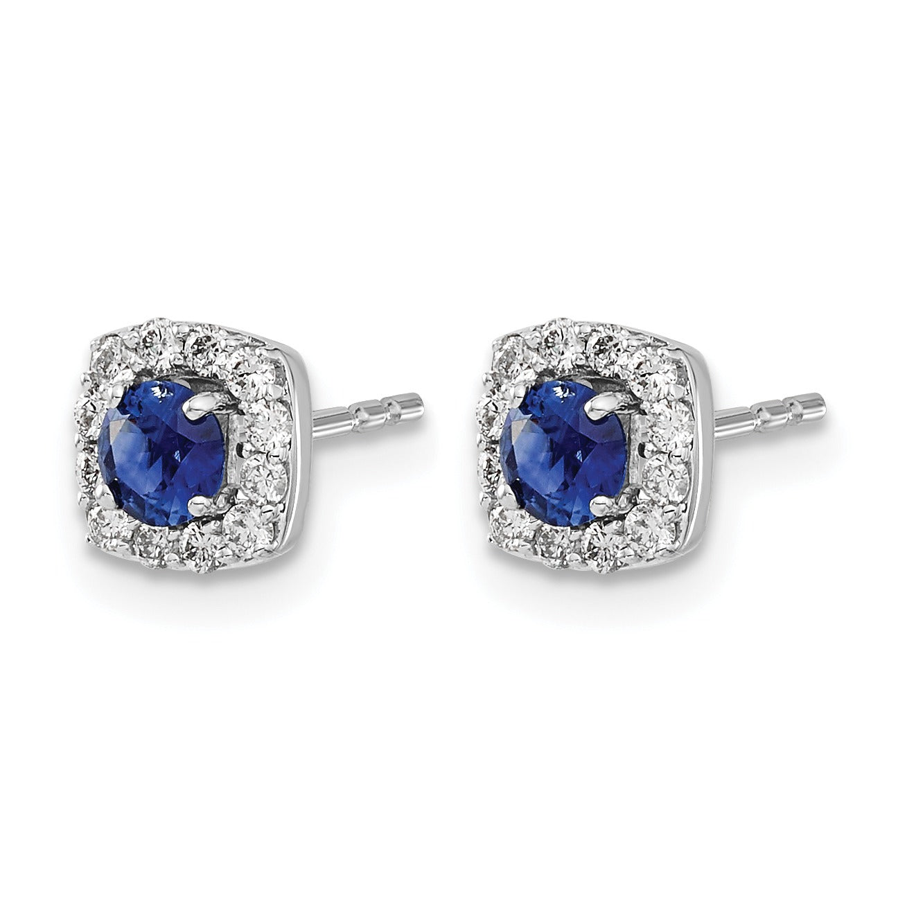 14k White Gold 1/5 carat Lab Grown Diamond Created Sapphire Stud Earrings