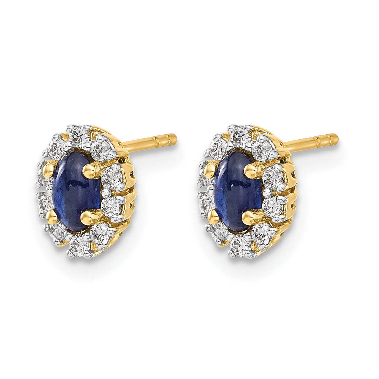 14K White Gold Lab Grown Diamond Oval Sapphire Halo Post Earrings