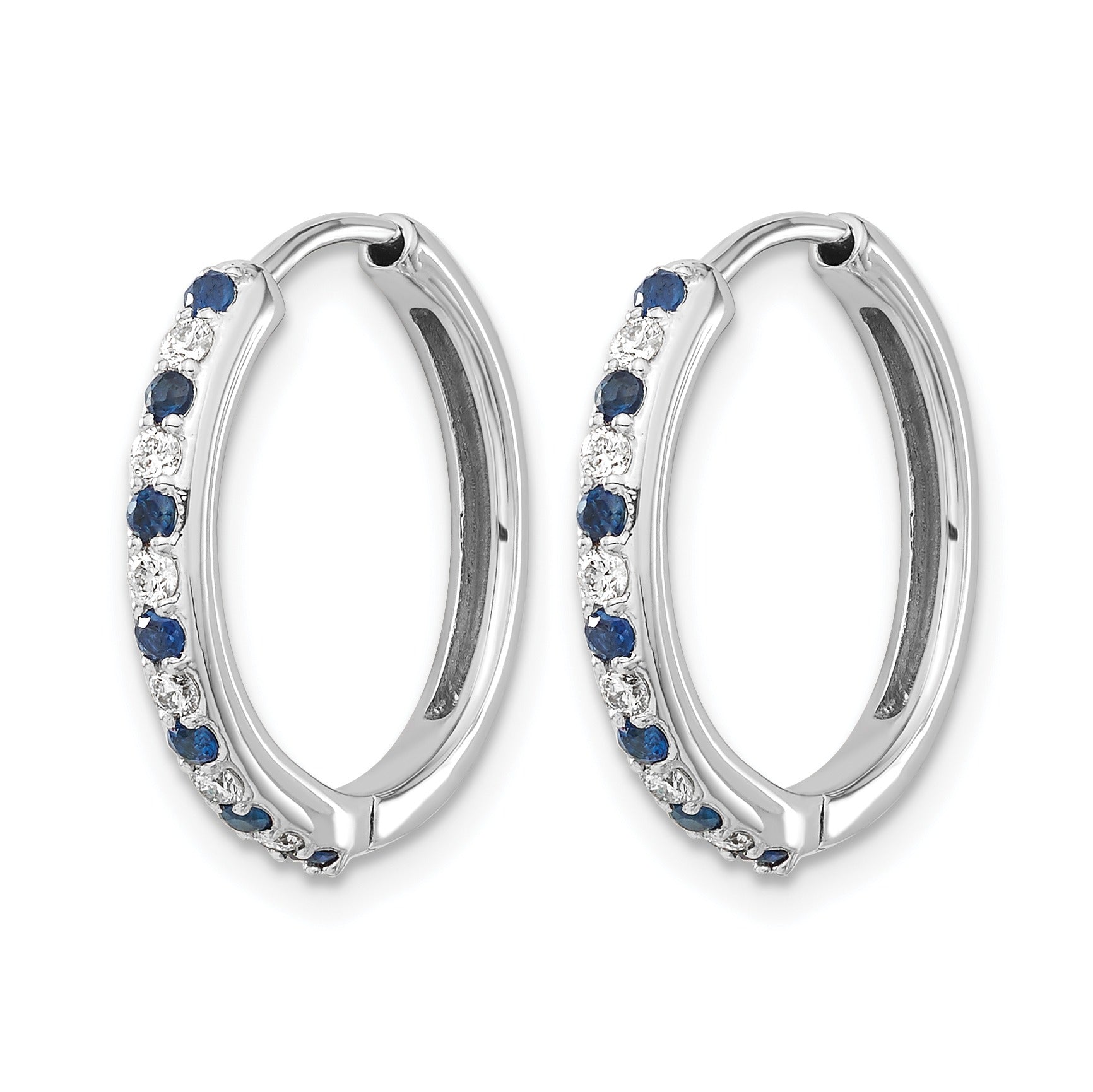14k White Gold Lab Grown Diamond Hinged Hoop Earrings