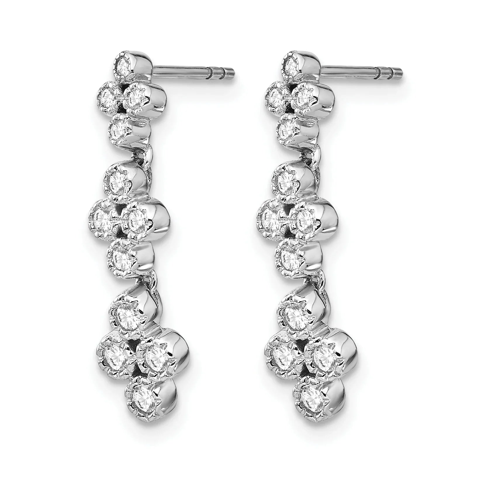 14K Lab Grown Diamond Floral Bloom Post Dangle Earrings - Fine Diamond