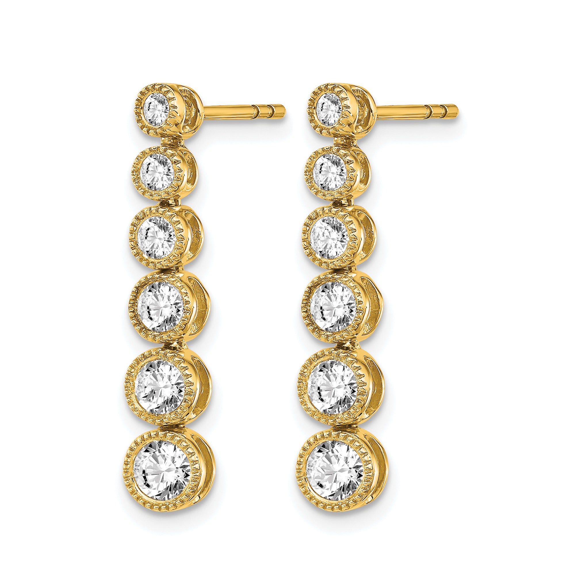 14K Gold Lab Grown Diamond Graduated Dangle Post Earrings