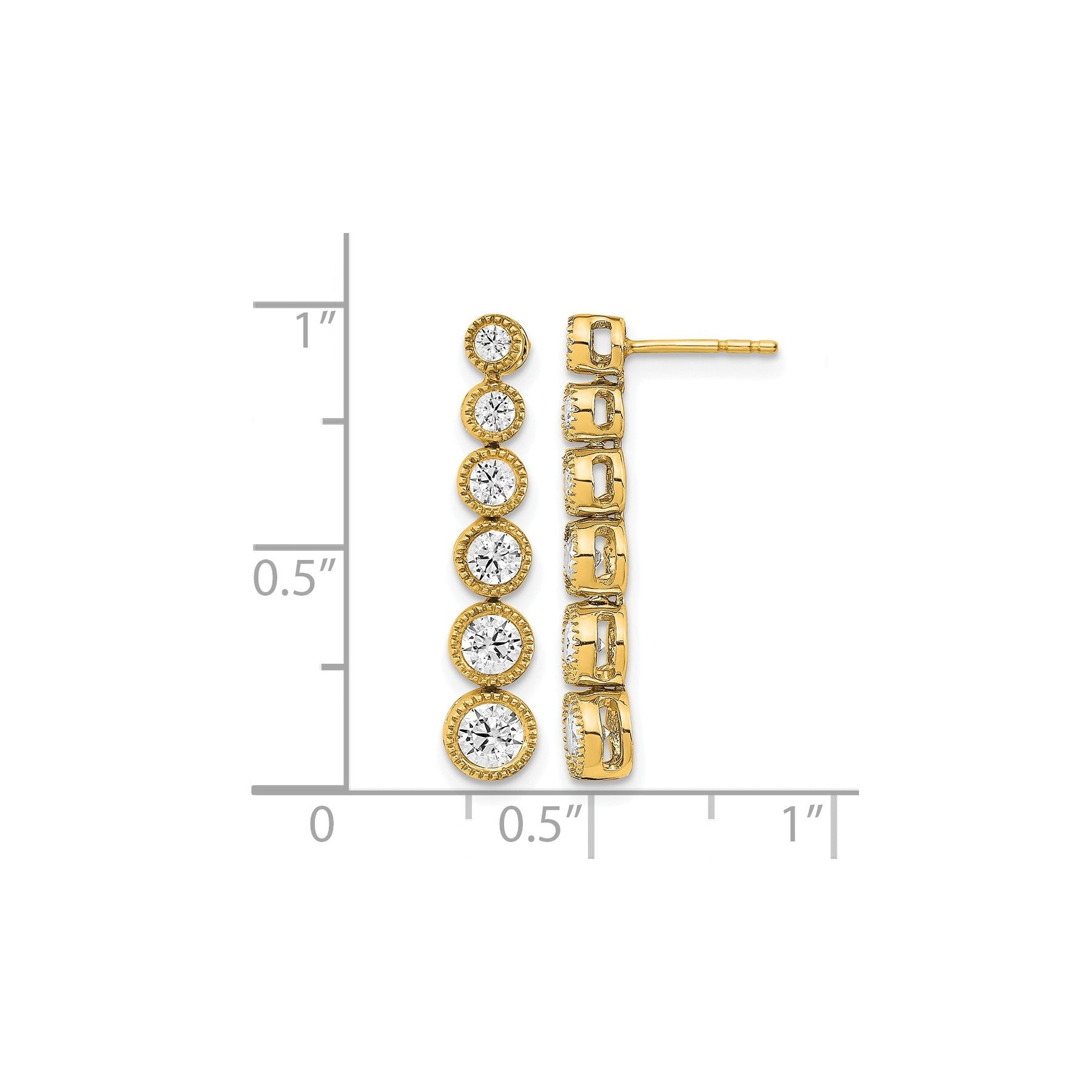 14K Gold Lab Grown Diamond Graduated Dangle Post Earrings