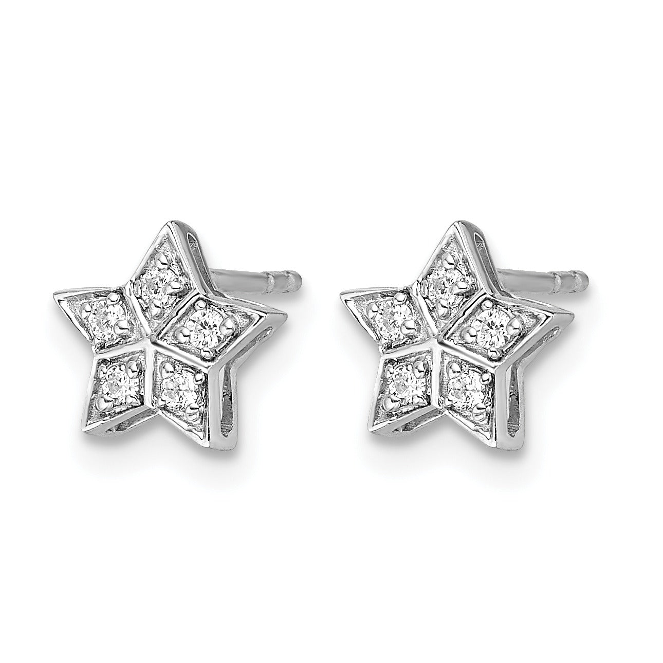 14k White Gold Lab Grown Diamond Star Post Stud Earrings .10 Ct