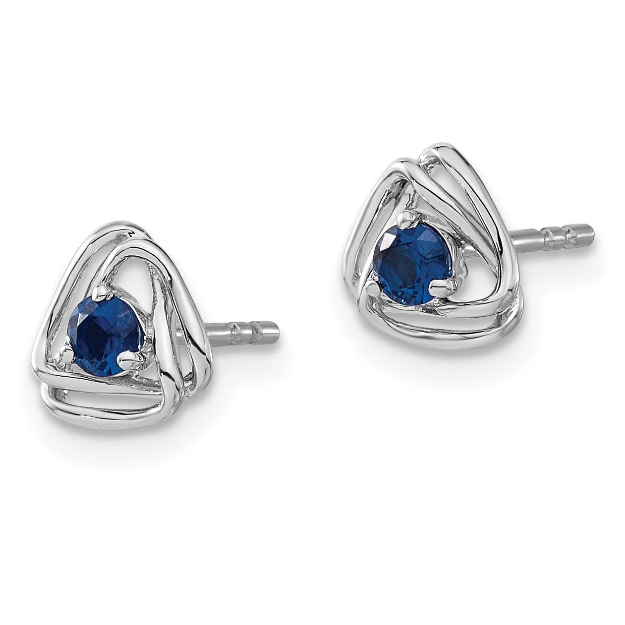 14k Gold Lab Created Sapphire Triangle Post Earrings