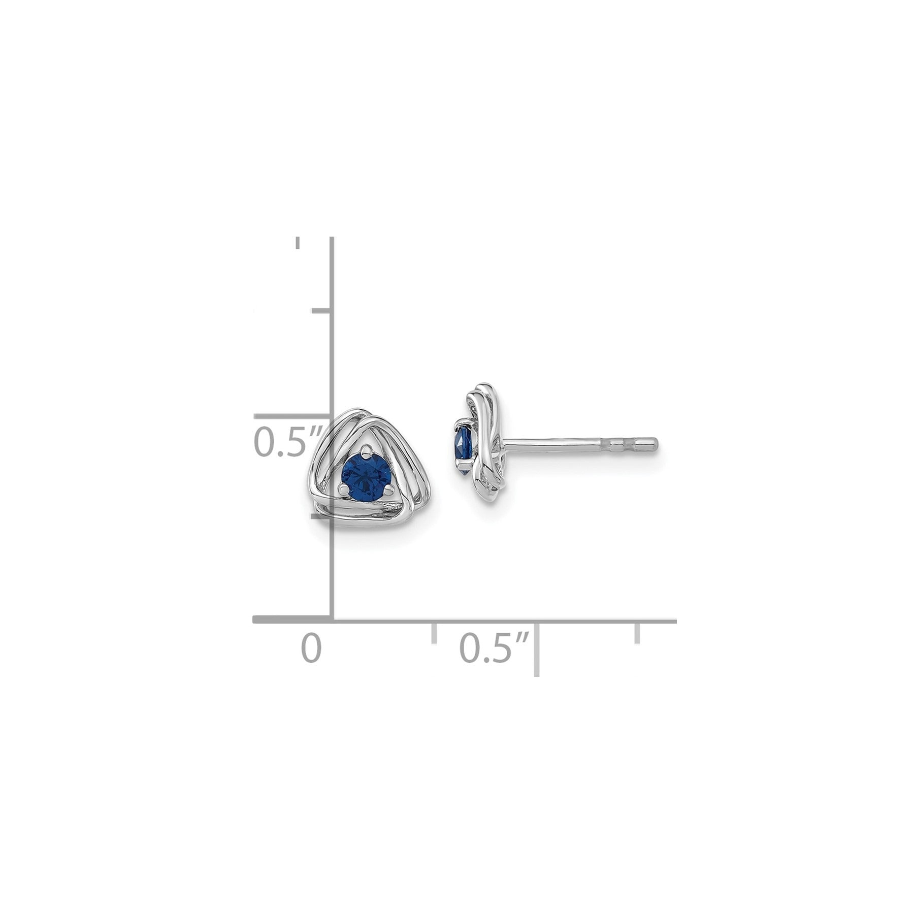 14k Gold Lab Created Sapphire Triangle Post Earrings